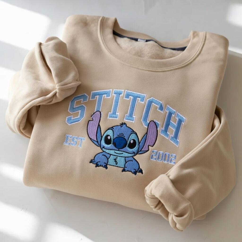 Embroidered Lilo And Stitch Varsity Sweatshirt – Cute Disney Stitch Crewneck Tshirt And Gift For Stitch Lovers - photo 2