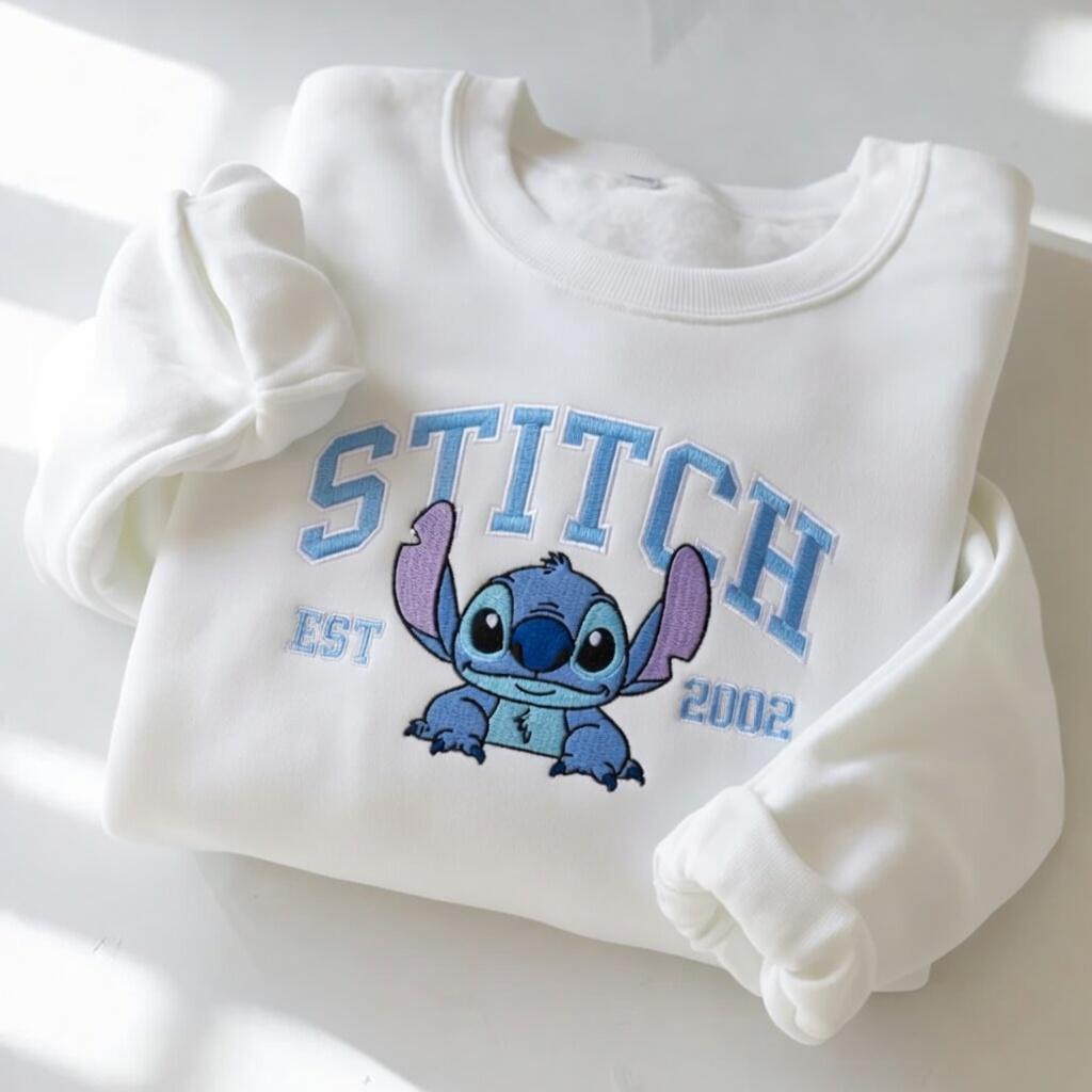 Embroidered Lilo And Stitch Varsity Sweatshirt – Cute Disney Stitch Crewneck Tshirt And Gift For Stitch Lovers - photo 3
