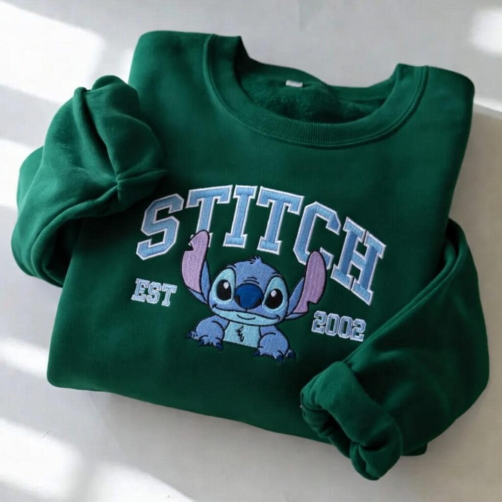 Embroidered Lilo And Stitch Varsity Sweatshirt – Cute Disney Stitch Crewneck Tshirt And Gift For Stitch Lovers - photo 5