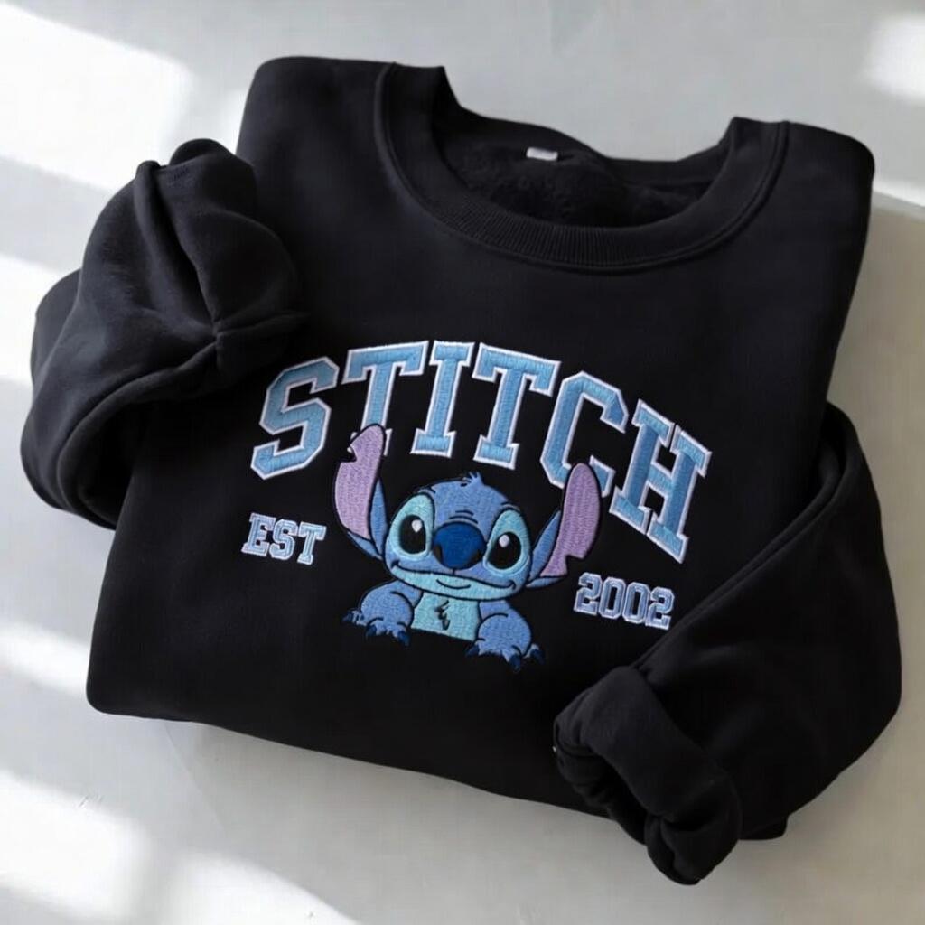Embroidered Lilo And Stitch Varsity Sweatshirt – Cute Disney Stitch Crewneck Tshirt And Gift For Stitch Lovers - photo 6