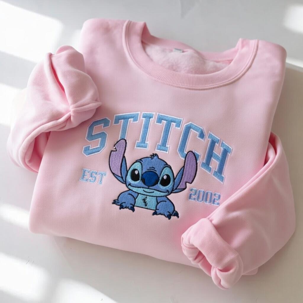 Embroidered Lilo And Stitch Varsity Sweatshirt – Cute Disney Stitch Crewneck Tshirt And Gift For Stitch Lovers - photo 7