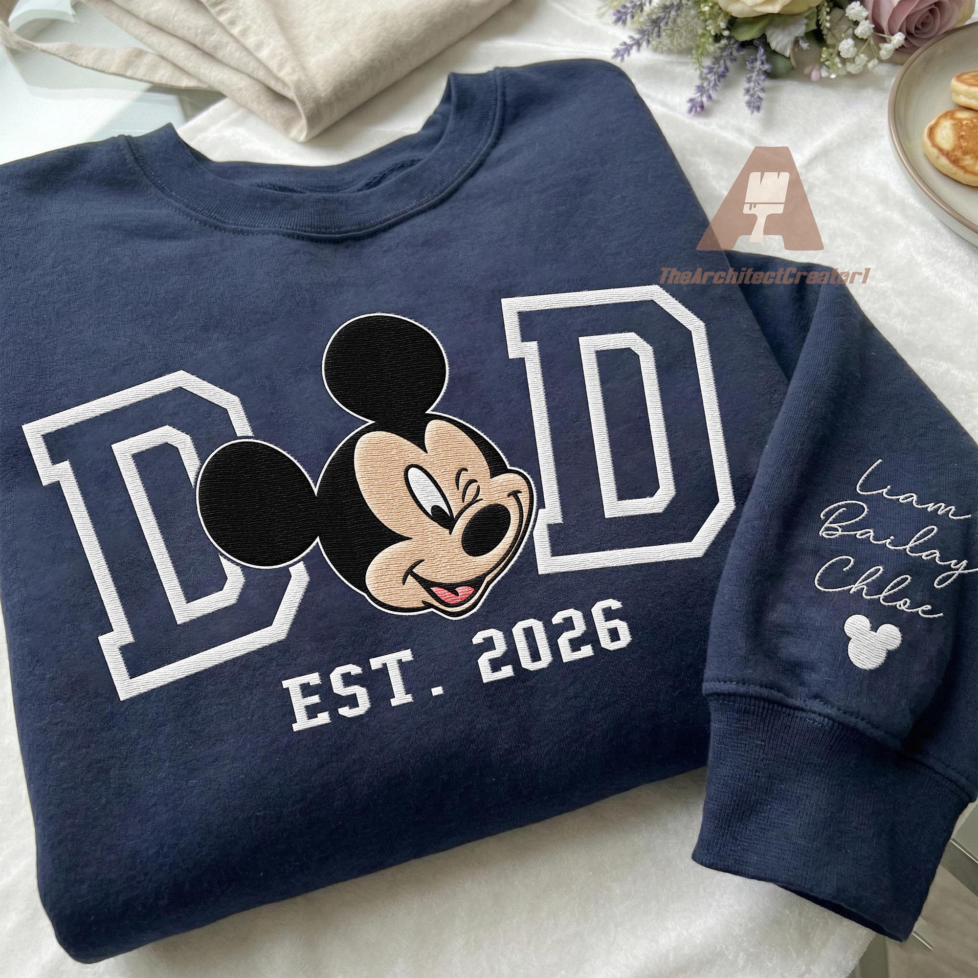 Retro Disney Minnie Mom And Mickey Dad Embroidered Sweatshirt – Minnie Mouse Mama And Mickey Mouse Family Couple Matching Shirt - photo 6