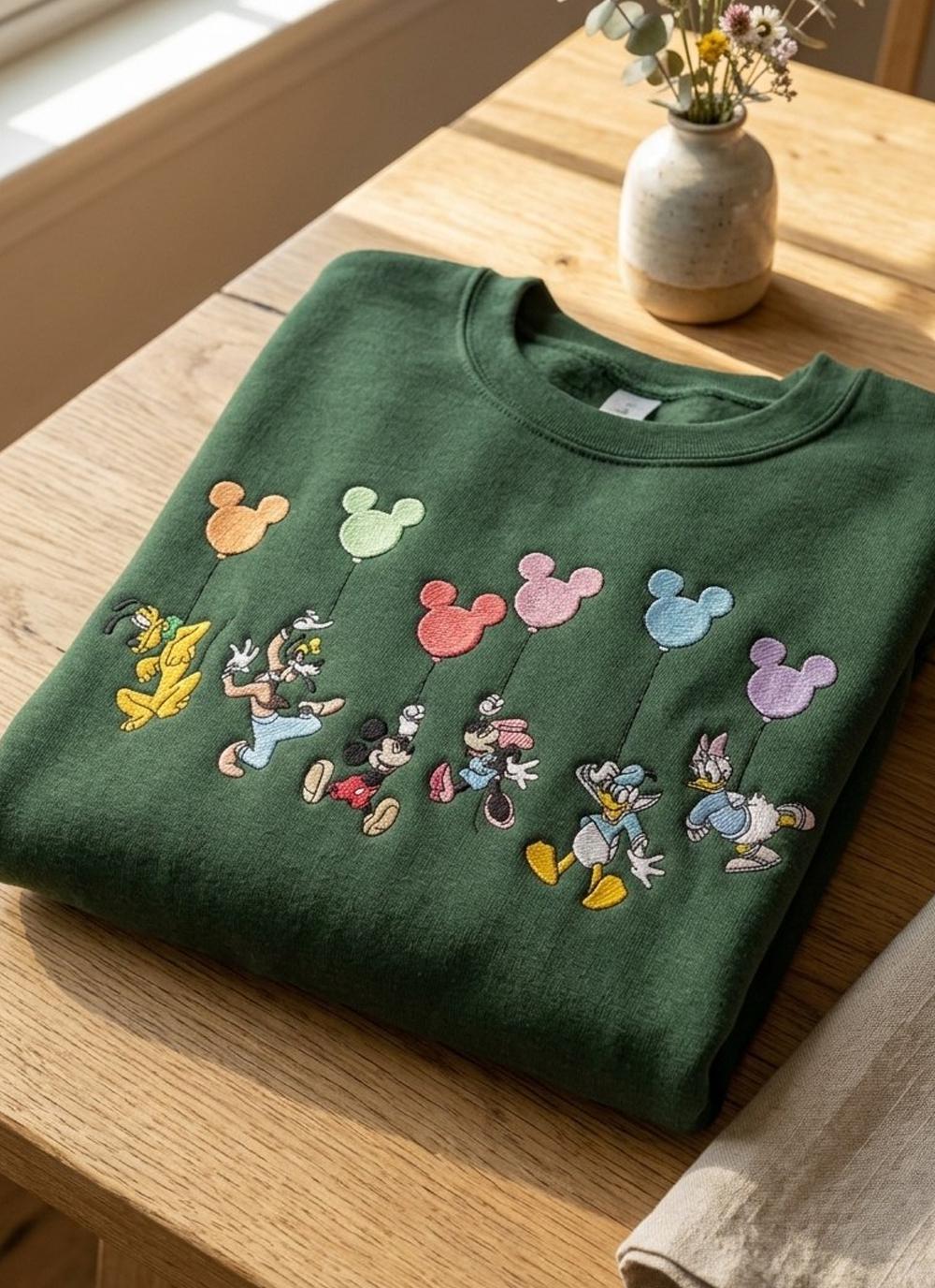 Embroidered Retro Mickey And Friends Signatures Shirt – Disney Balloon Mouse Head Tee With Disney Characters And Mickey And Co Gift - photo 2
