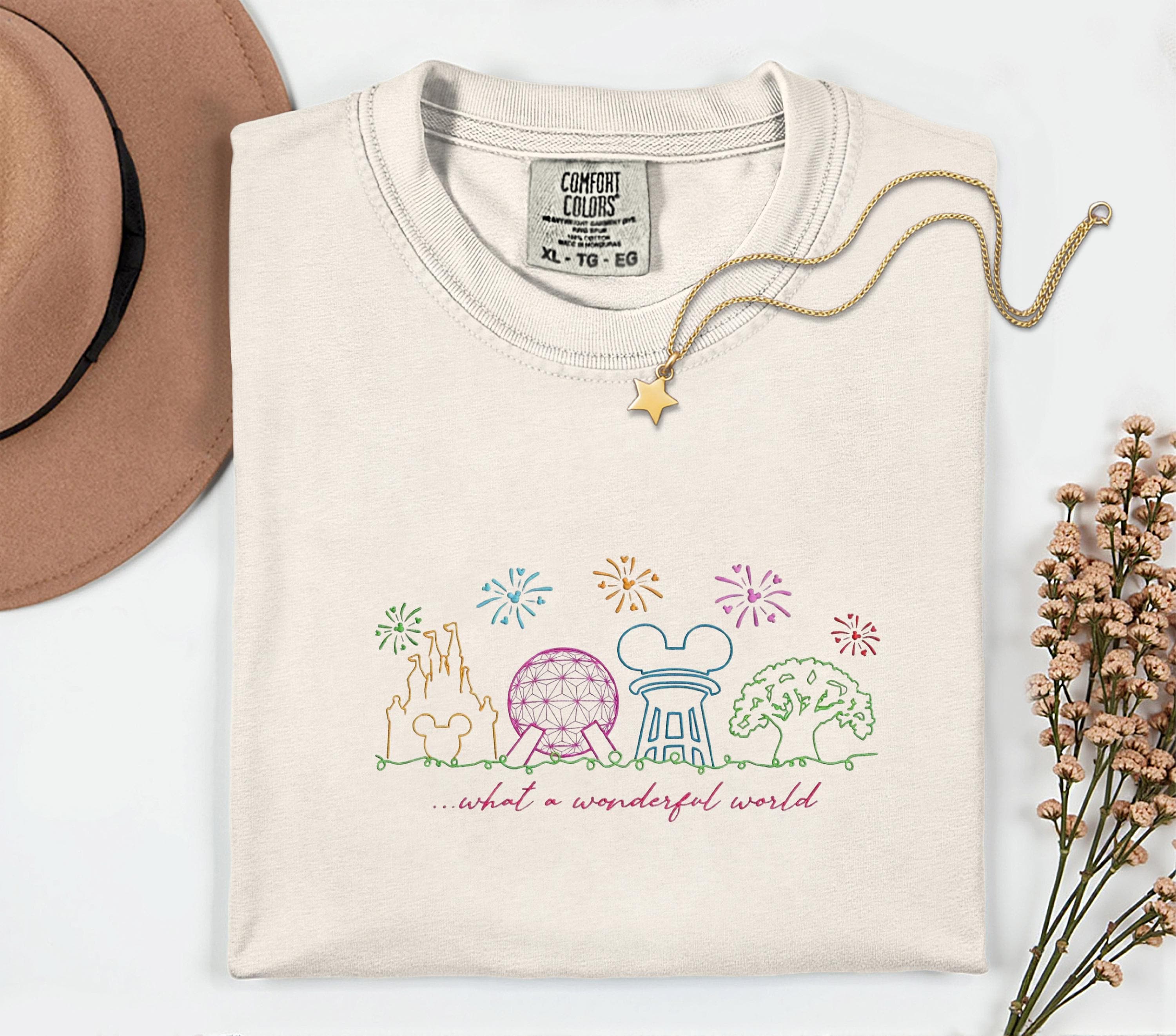 Disneyworld Theme Park Embroidery Shirt For Women – Magic Kingdom Wonderful World Comfort Colors Disney Parks Trip Outfit