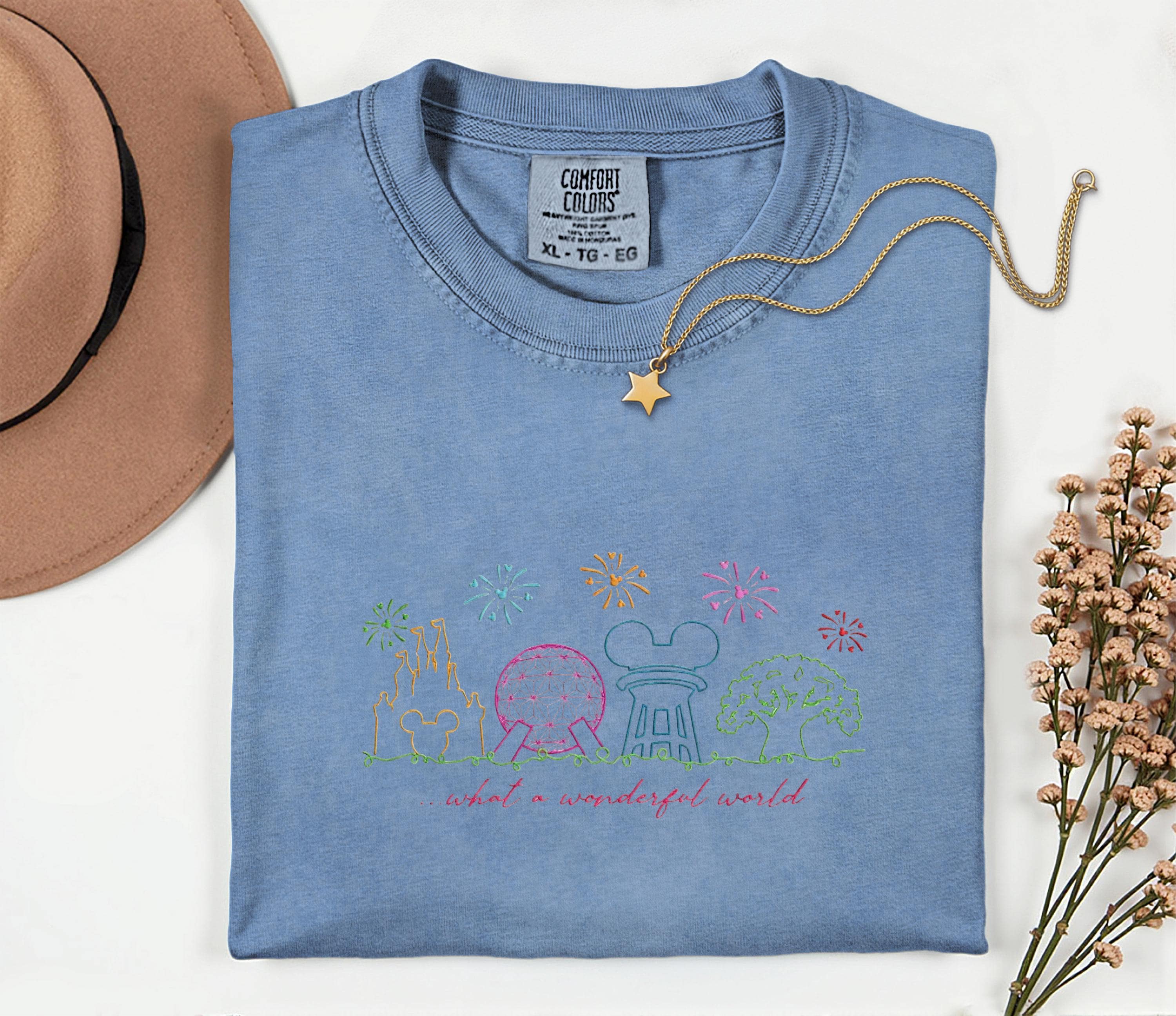 Disneyworld Theme Park Embroidery Shirt For Women – Magic Kingdom Wonderful World Comfort Colors Disney Parks Trip Outfit - photo 4