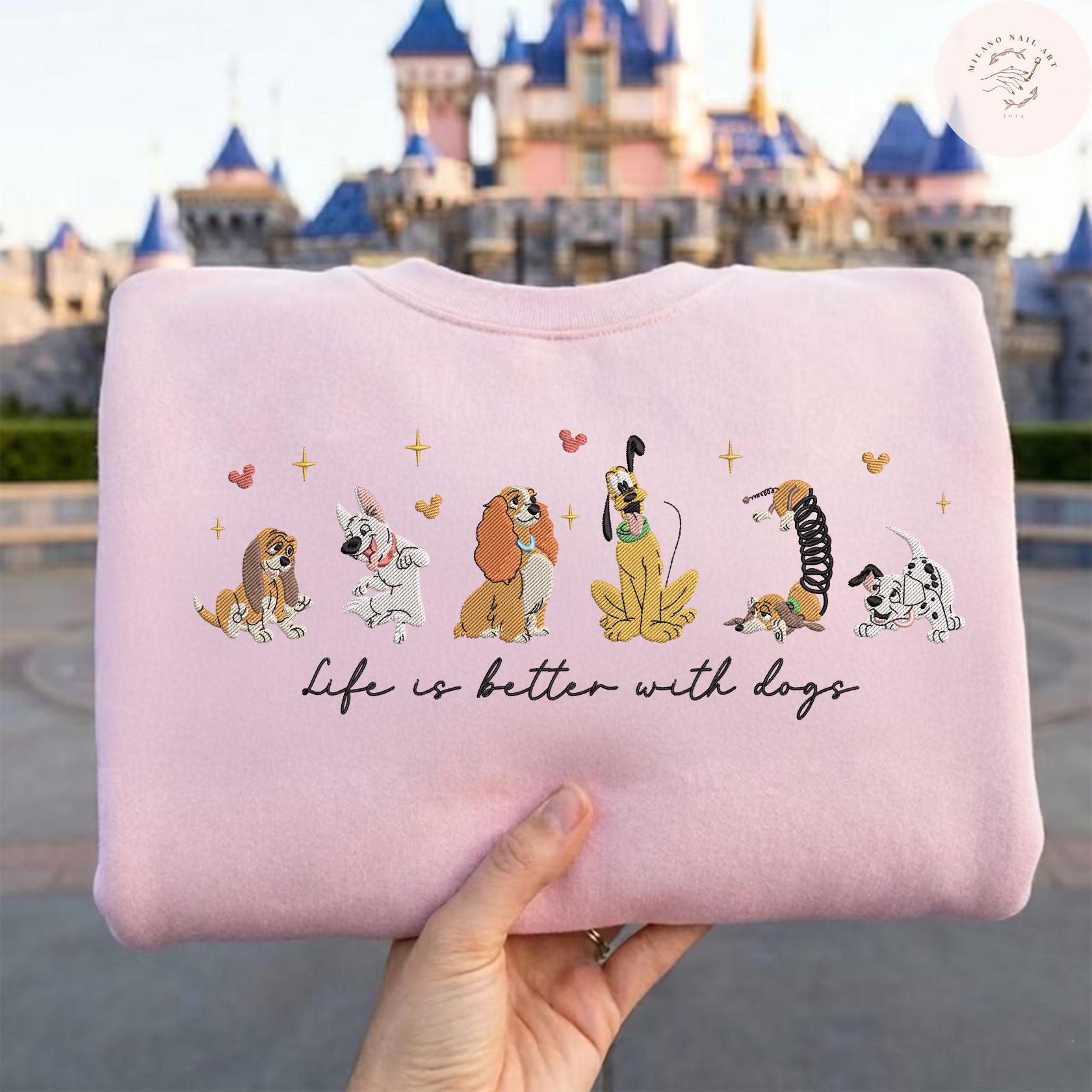 Embroidered All Disney Dogs Characters Tshirt Sweatshirt Or Hoodie With Pluto And Slinky – Retro Disney Puppy Tee For Pet Lovers - photo 3