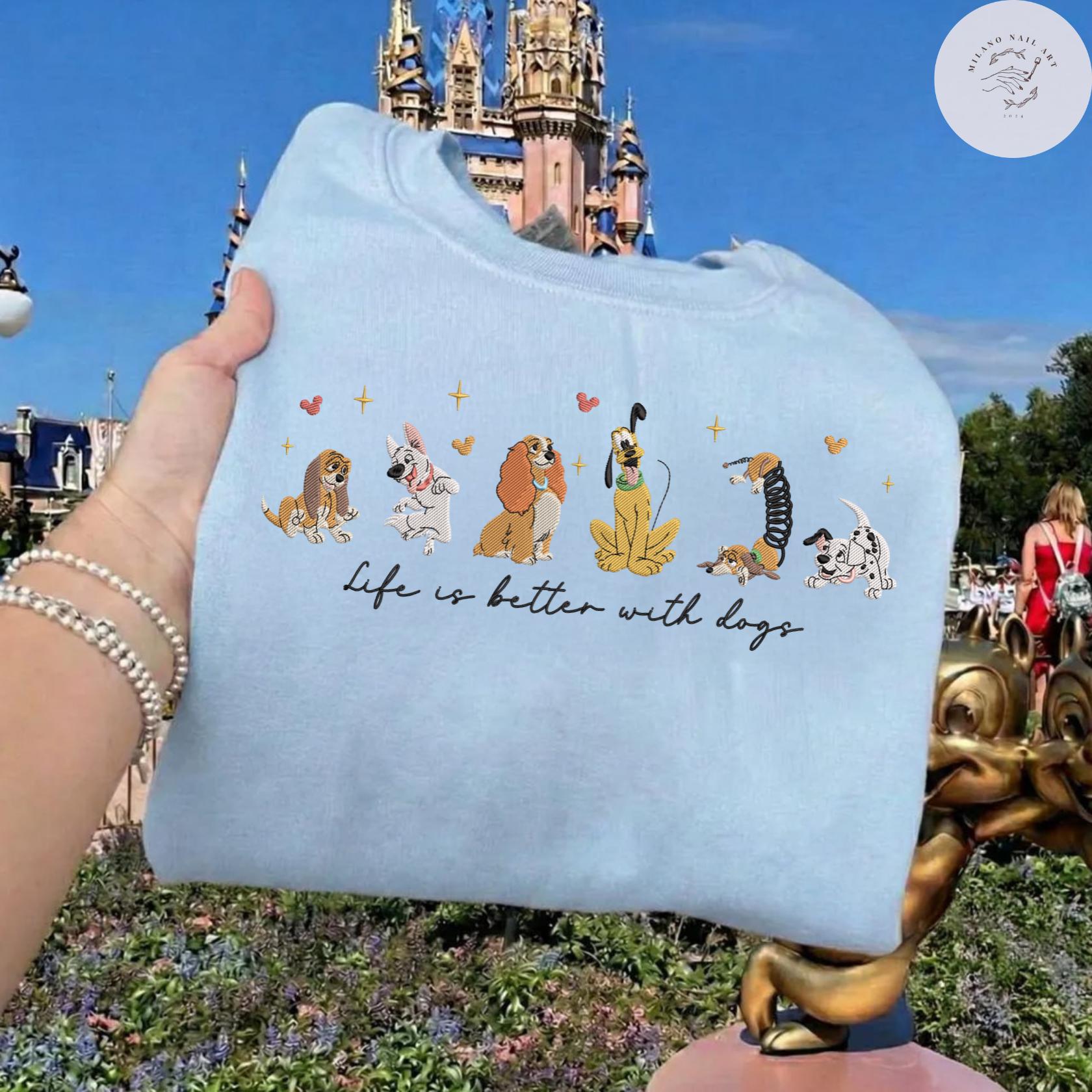 Embroidered All Disney Dogs Characters Tshirt Sweatshirt Or Hoodie With Pluto And Slinky – Retro Disney Puppy Tee For Pet Lovers - photo 5
