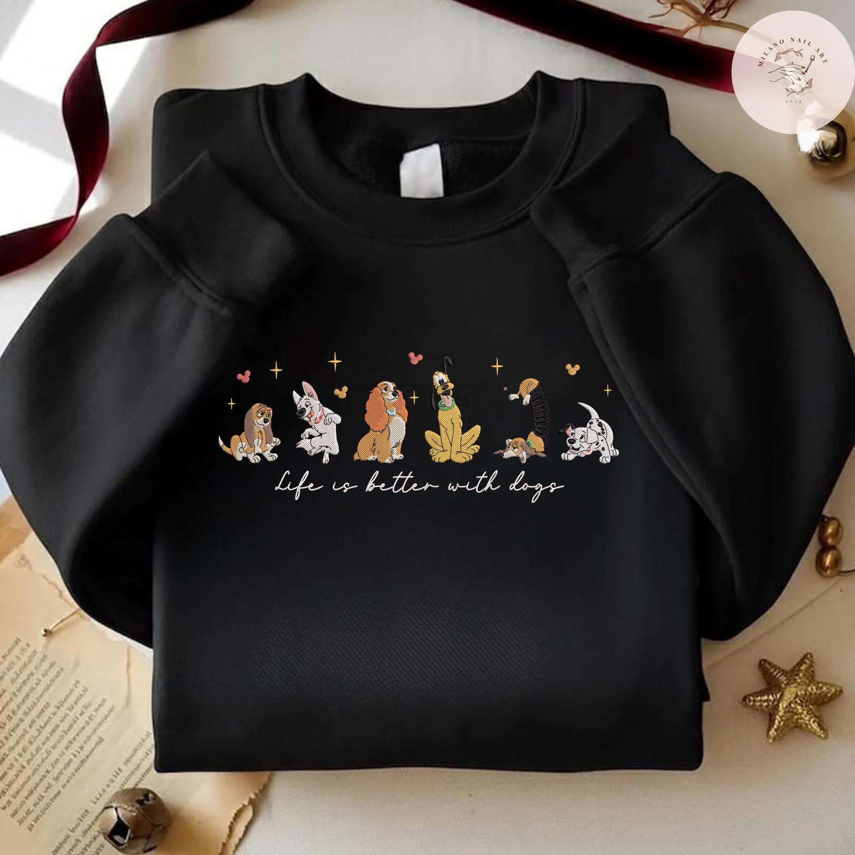 Embroidered All Disney Dogs Characters Tshirt Sweatshirt Or Hoodie With Pluto And Slinky – Retro Disney Puppy Tee For Pet Lovers - photo 7