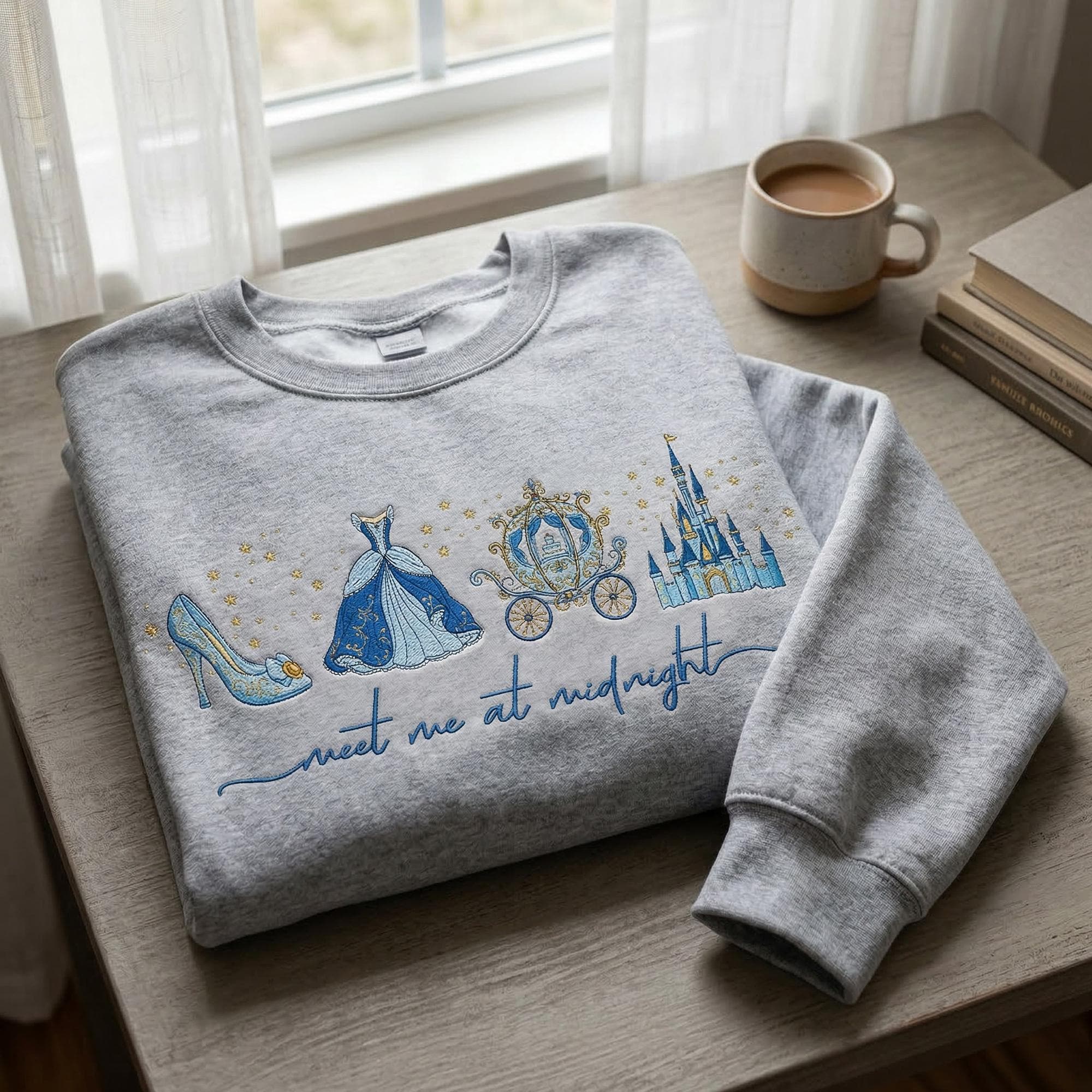 Embroidered Meet Me At Midnight Cinderella Sweatshirt – Disney Princess Party Gift And Cinderella Inspired Girls Trip 2026 Shirt - photo 5