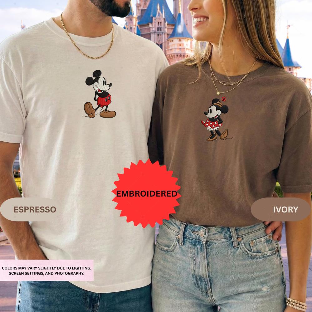 Personalized Disney Mickey And Minnie Couple Embroidery Shirt – Magical Matching Disneyland Vacation Tee And Anniversary Gift - photo 2