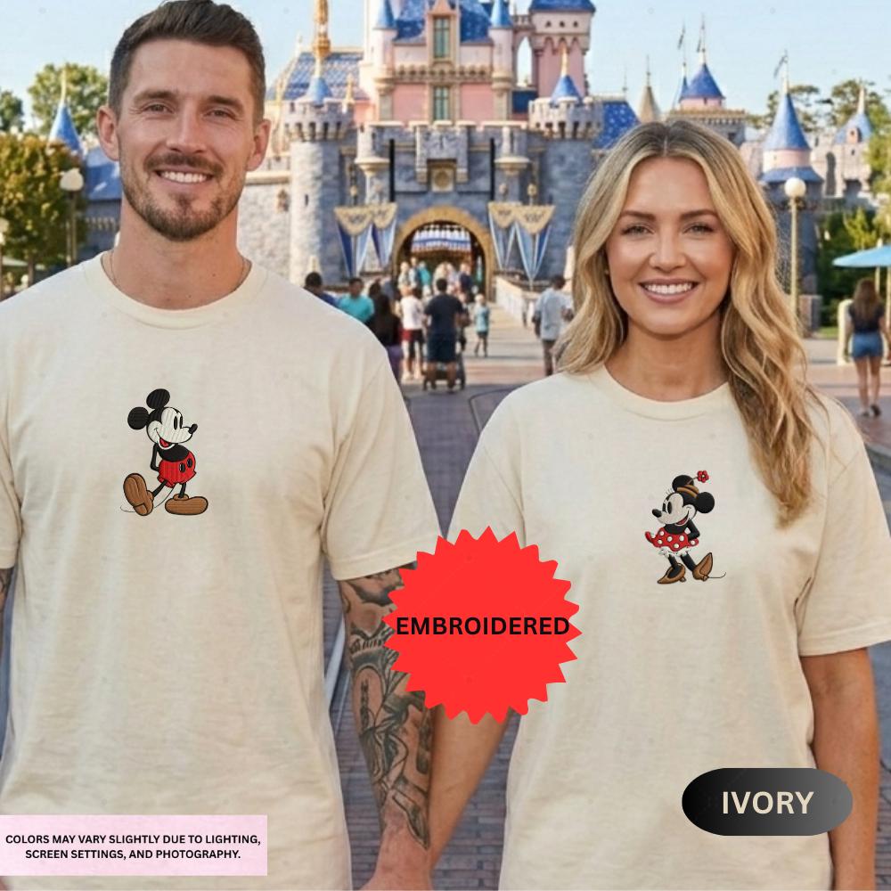 Personalized Disney Mickey And Minnie Couple Embroidery Shirt – Magical Matching Disneyland Vacation Tee And Anniversary Gift - photo 14