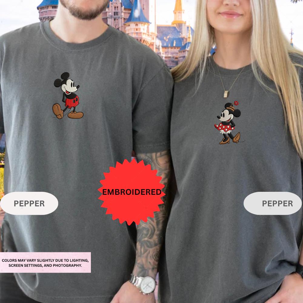 Personalized Disney Mickey And Minnie Couple Embroidery Shirt – Magical Matching Disneyland Vacation Tee And Anniversary Gift - photo 15