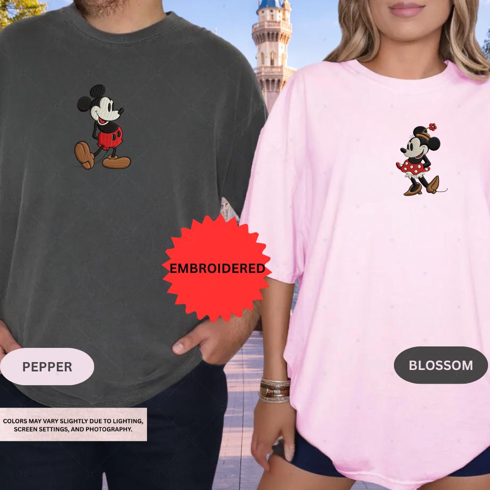 Personalized Disney Mickey And Minnie Couple Embroidery Shirt – Magical Matching Disneyland Vacation Tee And Anniversary Gift - photo 17