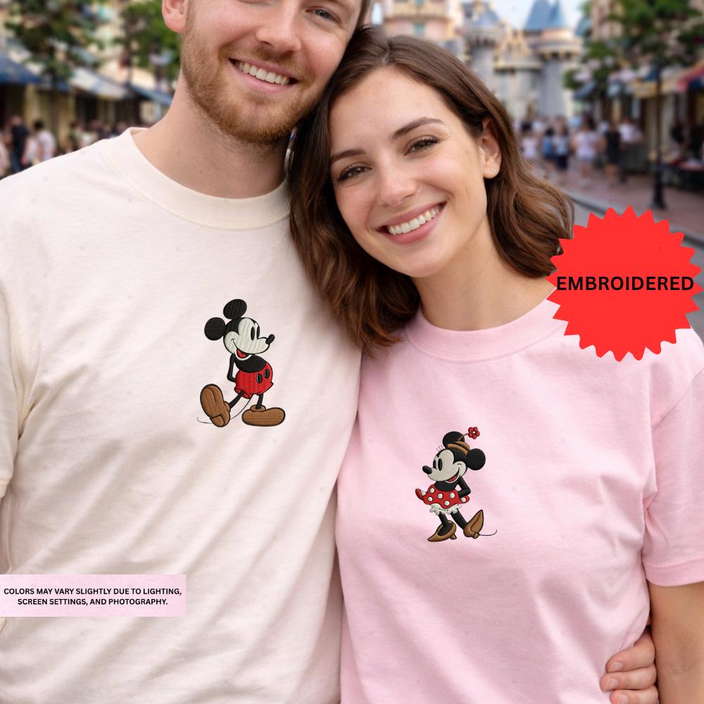 Personalized Disney Mickey And Minnie Couple Embroidery Shirt – Magical Matching Disneyland Vacation Tee And Anniversary Gift - photo 18