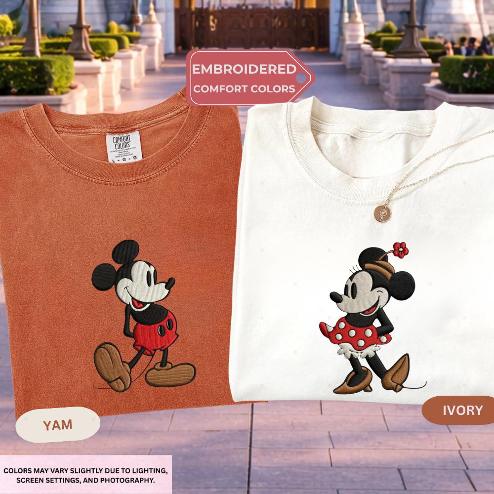 Personalized Disney Mickey And Minnie Couple Embroidery Shirt – Magical Matching Disneyland Vacation Tee And Anniversary Gift - photo 20
