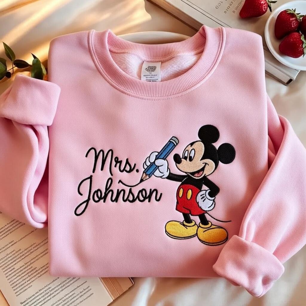 Embroidered Personalized Mickey Teacher Name Sweatshirt – Custom Disney School Tee And Back To School Teacher Appreciation Gift - photo 8