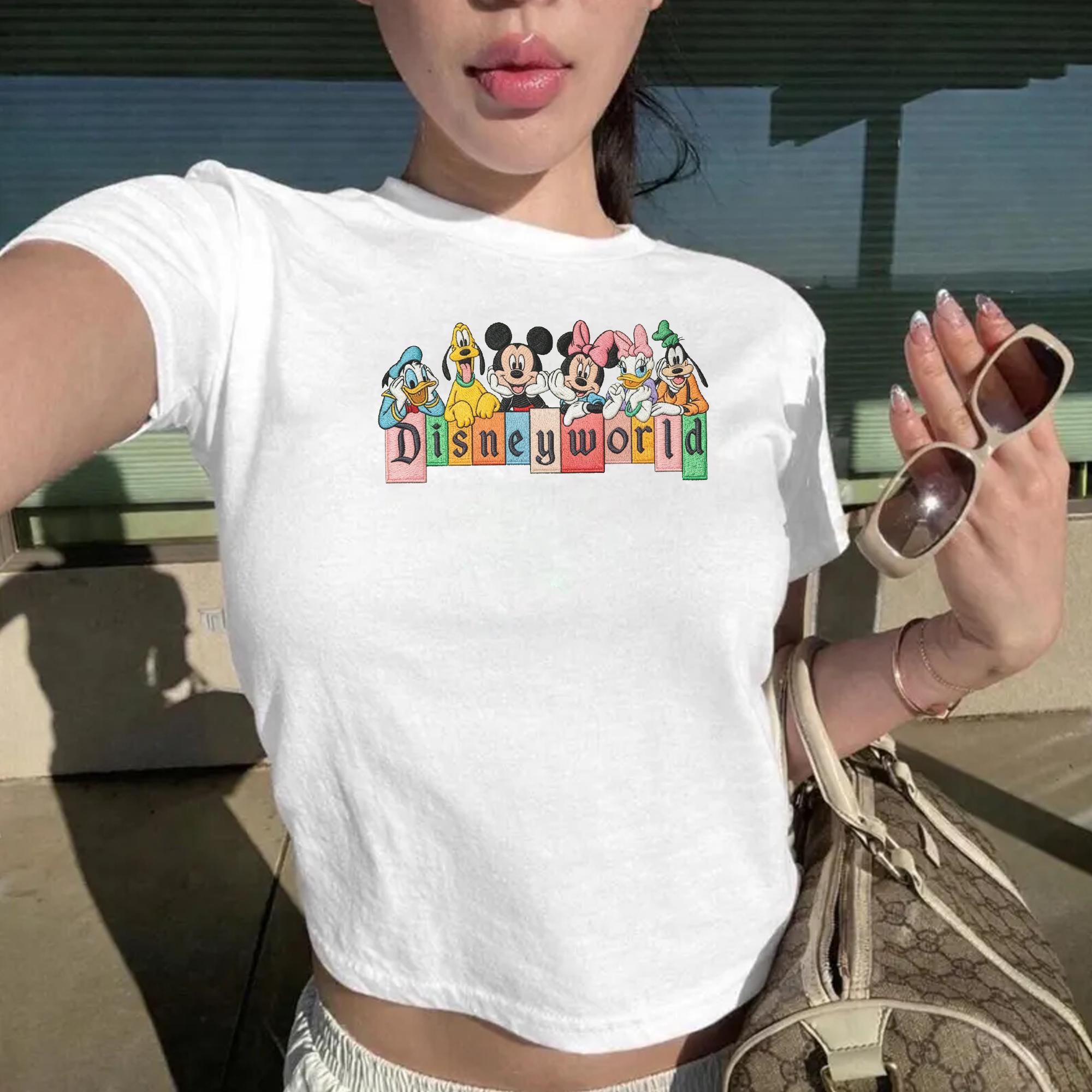 Disney World Embroidered Baby Tee With Mickey And Minnie – Fitted Cropped Disney Shirt For A Magic Kingdom Trip Outfit - photo 2