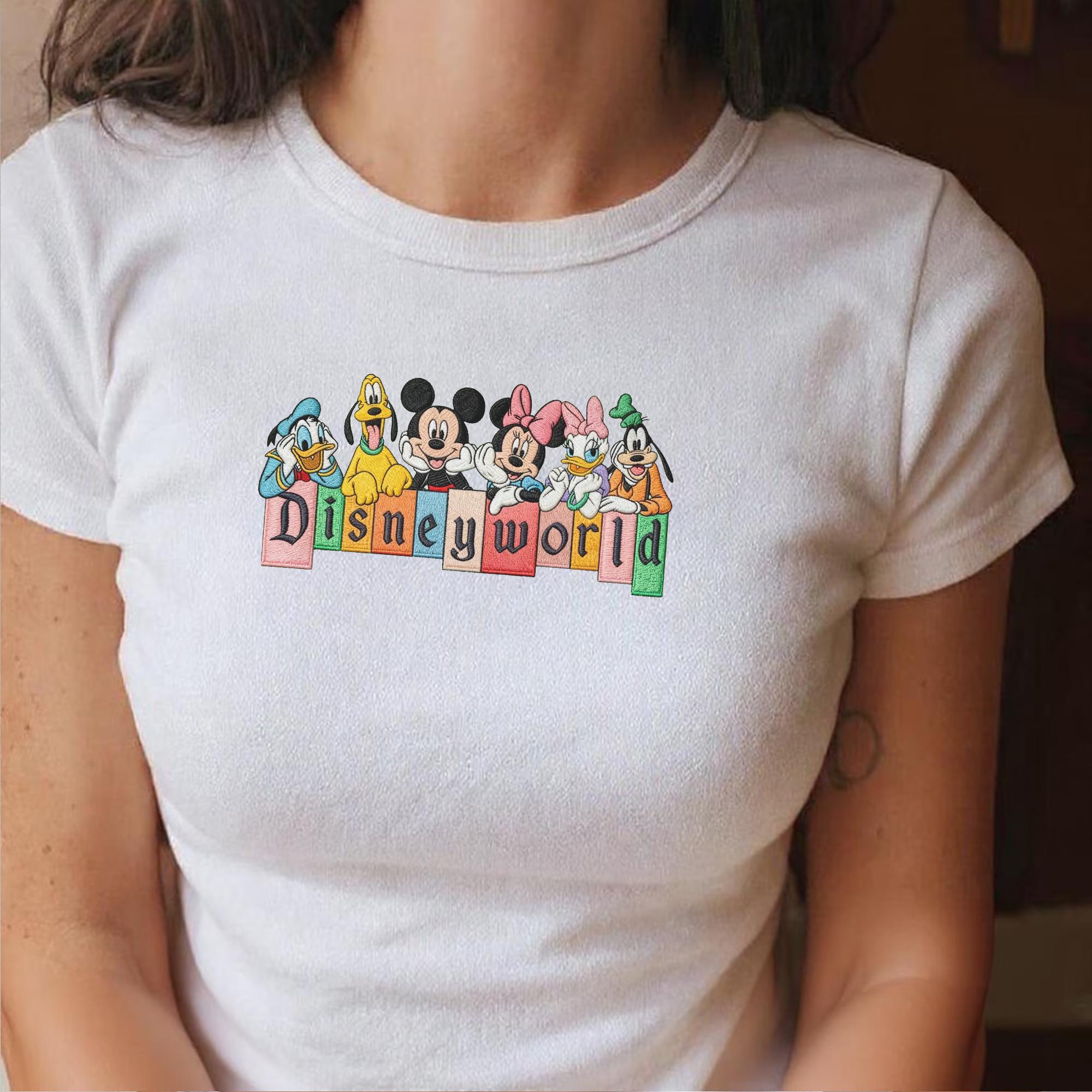 Disney World Embroidered Baby Tee With Mickey And Minnie – Fitted Cropped Disney Shirt For A Magic Kingdom Trip Outfit - photo 4