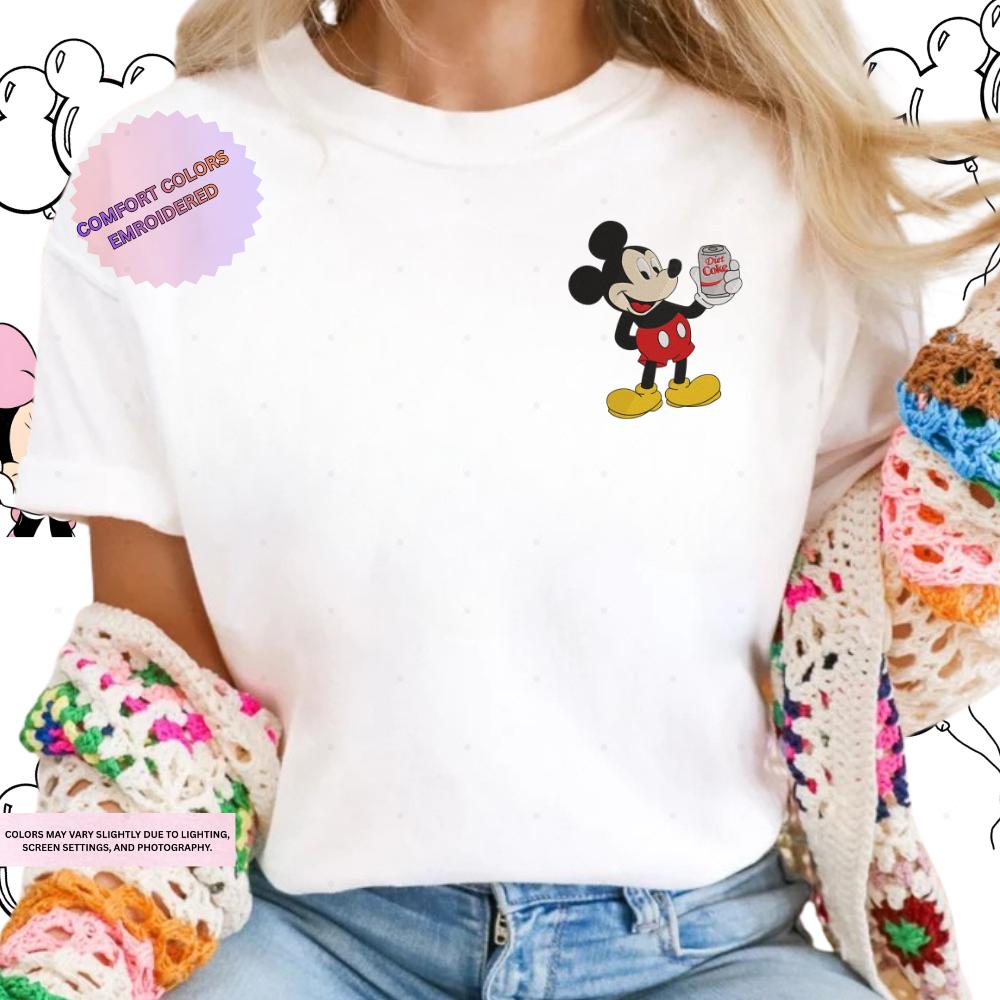 Embroidered Mickey Diet Coke Aesthetic Shirt – Funny Disney Soda Embroidery Tee And Disneyland Tshirt For Park Days - photo 15