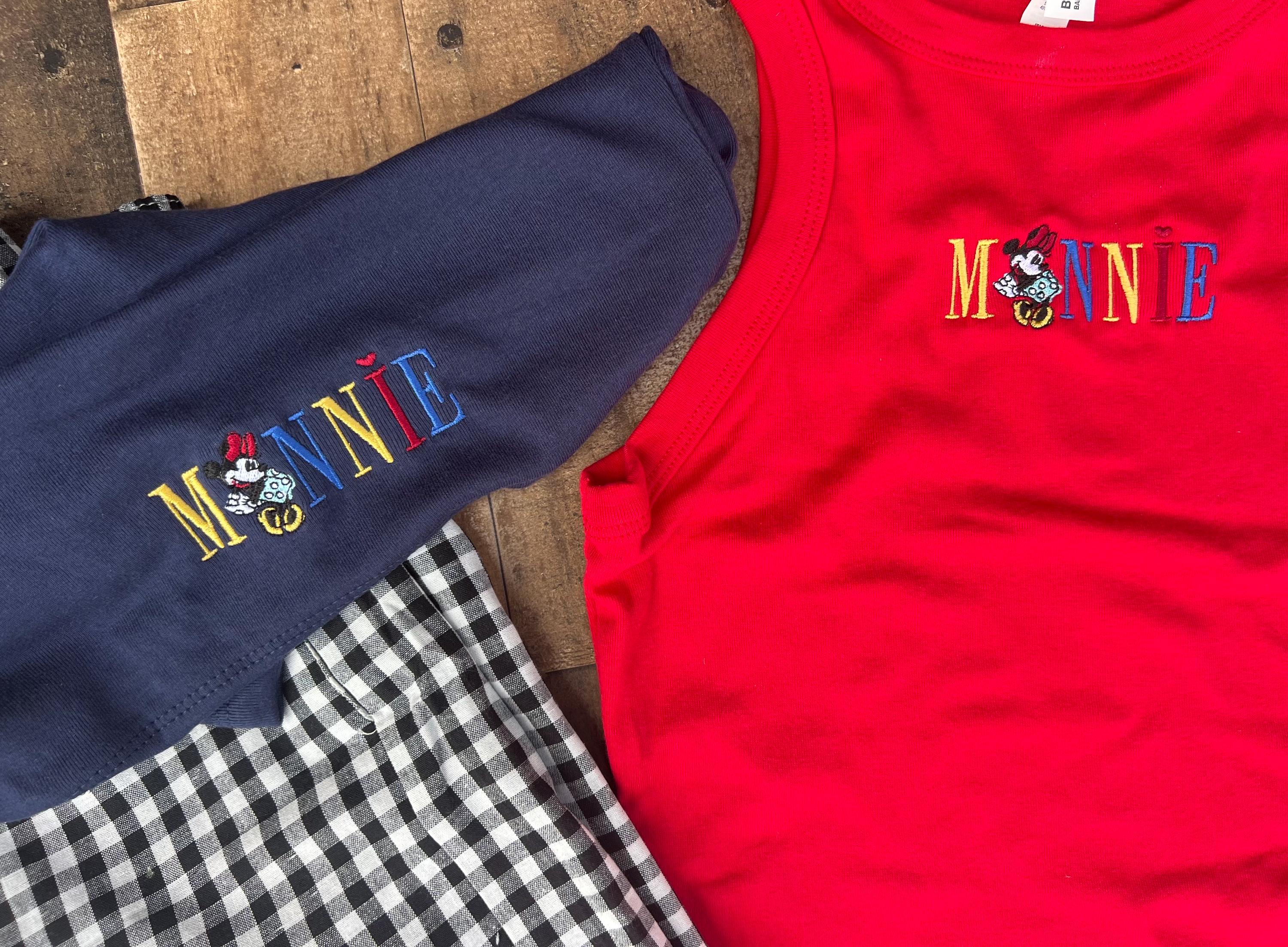 Retro Minnie Mouse Embroidery Red Tank And Mickey Red Baby Tee – Old School Magic Kingdom Navy WDW Summer Unisex Tshirt - photo 3