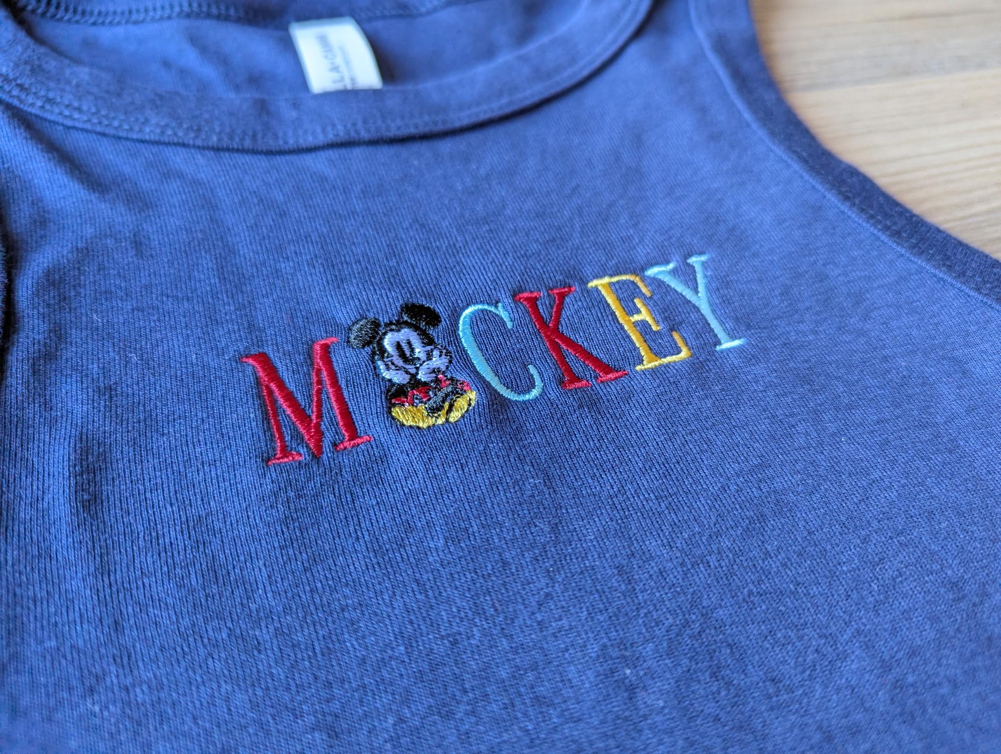 Retro Minnie Mouse Embroidery Red Tank And Mickey Red Baby Tee – Old School Magic Kingdom Navy WDW Summer Unisex Tshirt - photo 5
