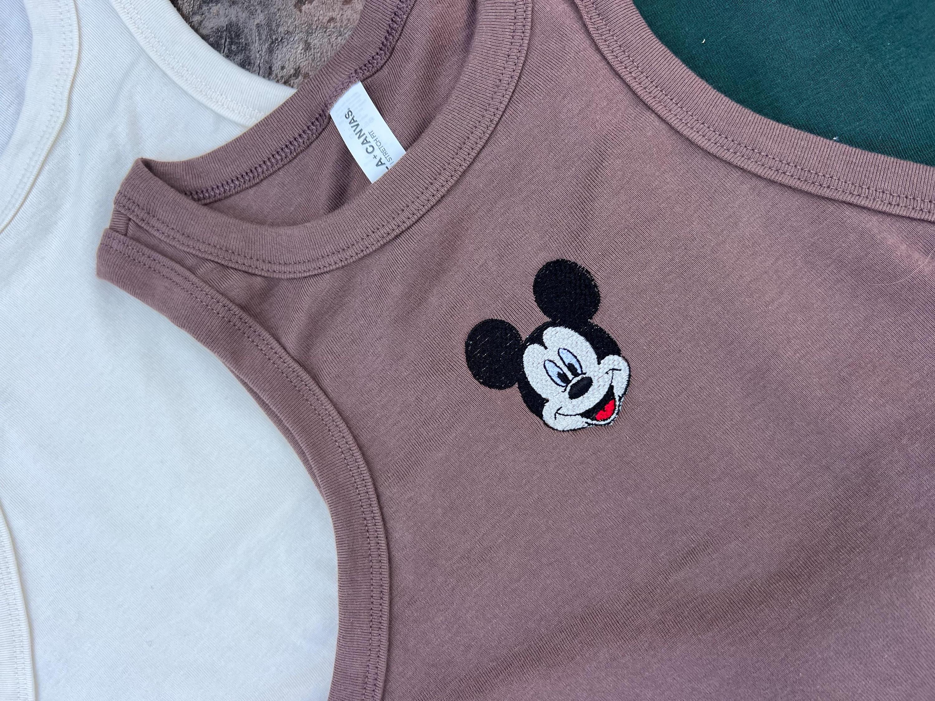 Retro Minnie Mouse Embroidery Red Tank And Mickey Red Baby Tee – Old School Magic Kingdom Navy WDW Summer Unisex Tshirt - photo 11