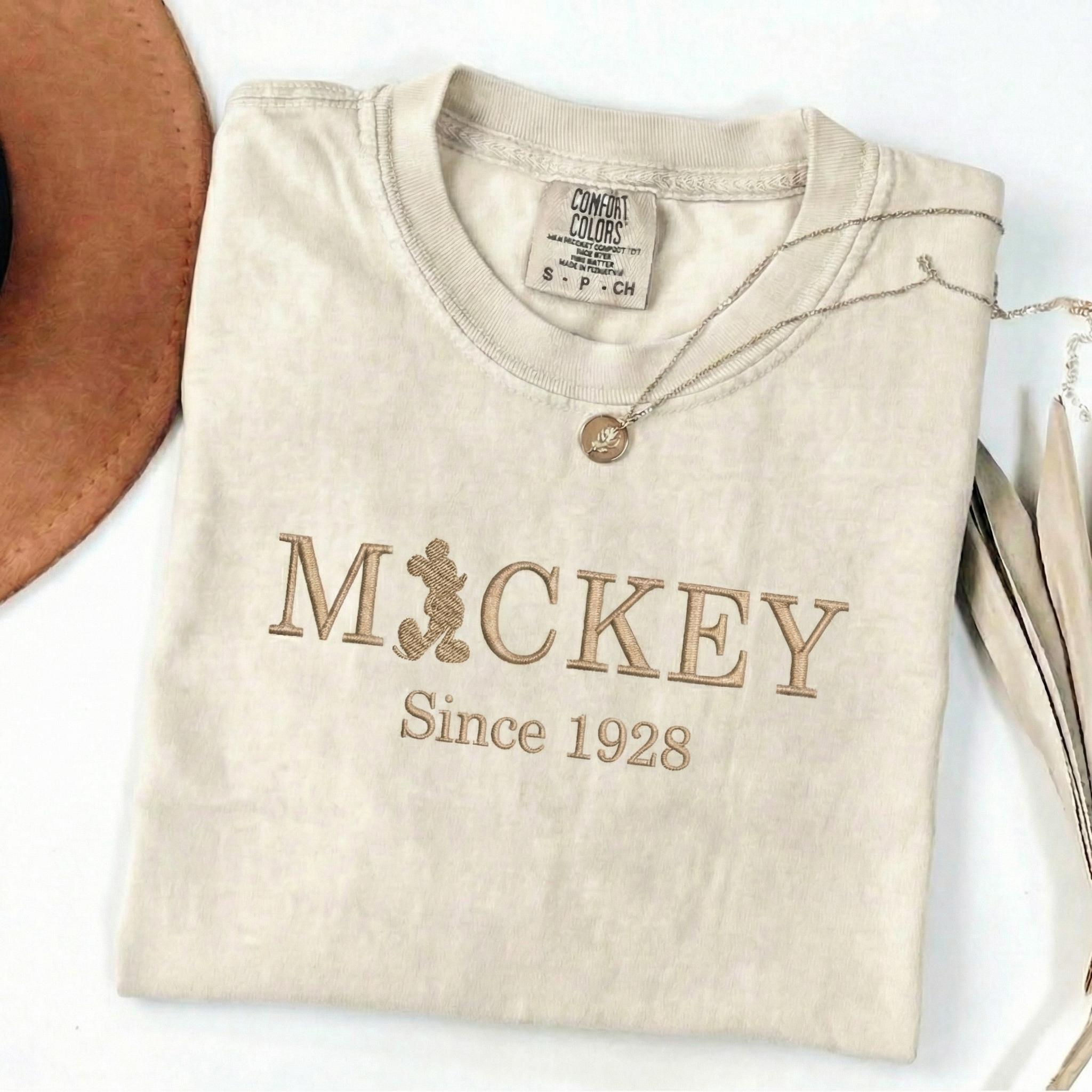 Embroidered Mickey 1928 Comfort Colors Shirt – Disney Inspired Embroidery Tee For A Disney Vacation And Disney Fan Gifts