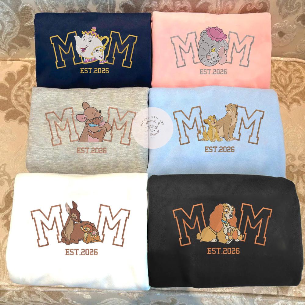 Embroidered All Disney Mom Characters Tshirt Sweatshirt Or Hoodie – Duchess Perdita Mrs Potts Helen Parr Mrs Jumbo Mother's Day Gift