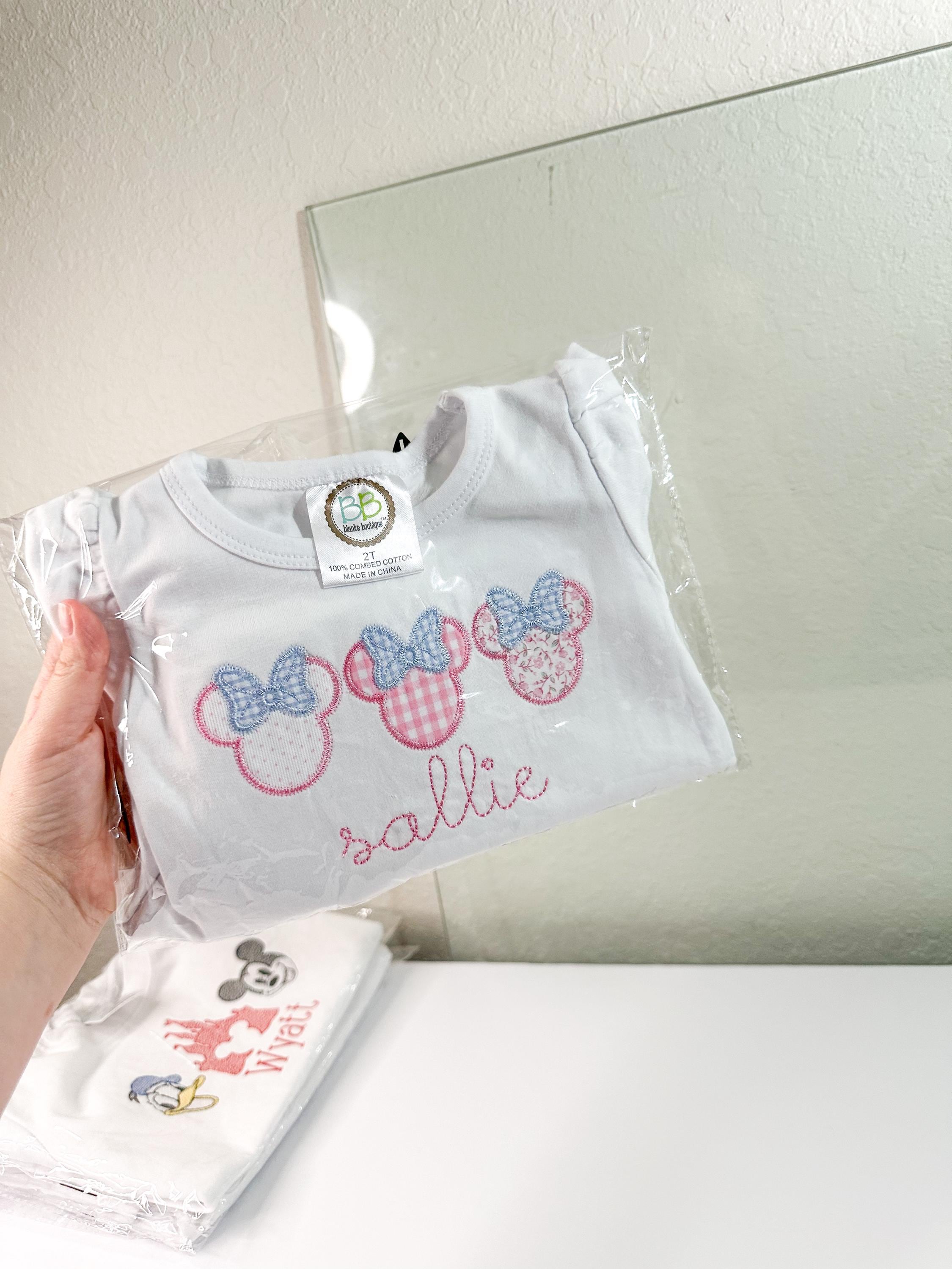 Personalized Mouse Inspired Embroidered Girl Shirt with Custom Name Monogram – Disney Outfit Toddler Tee