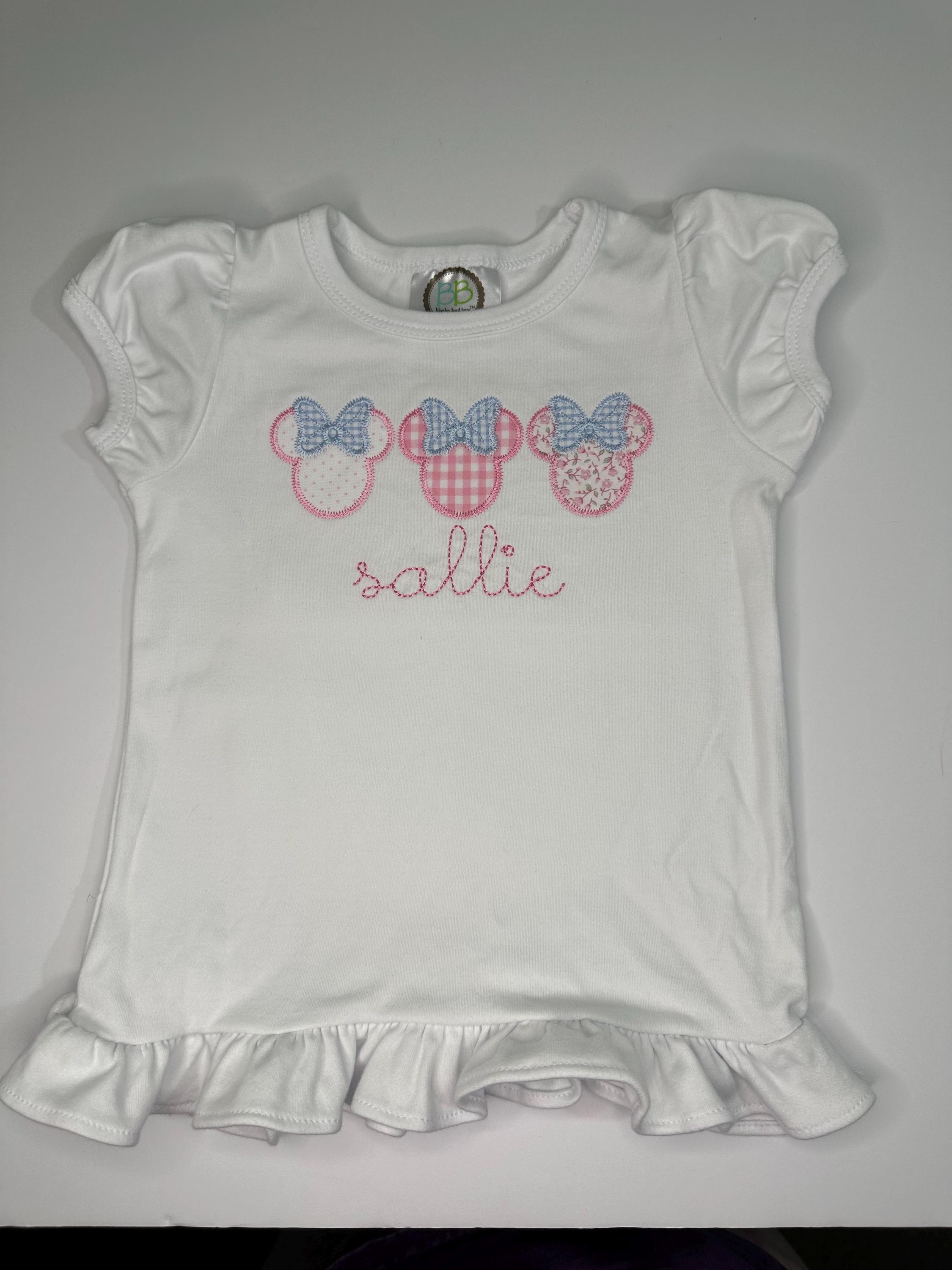 Personalized Mouse Inspired Embroidered Girl Shirt with Custom Name Monogram – Disney Outfit Toddler Tee - photo 2