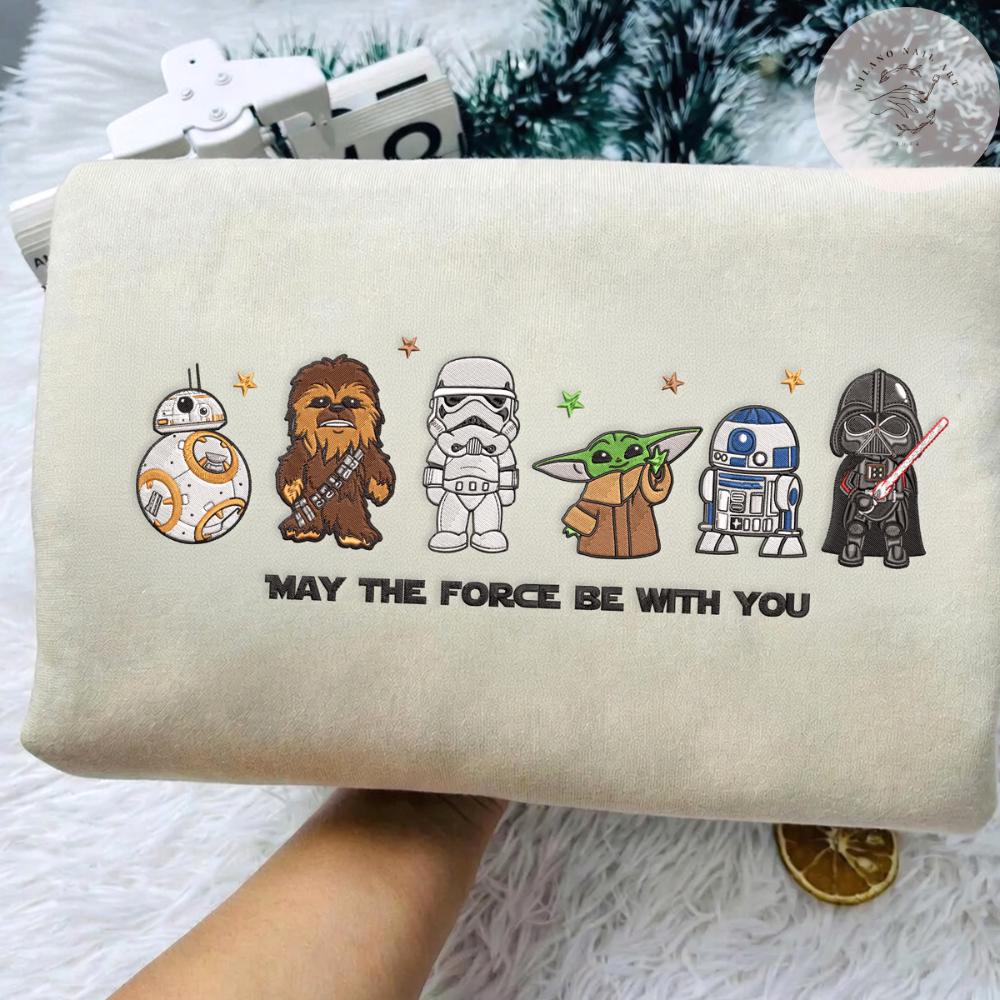 Embroidered Star Wars Character T Shirt Sweatshirt Hoodie with May the Force Be With You – WDW Disneyland Vacation Day Outfit