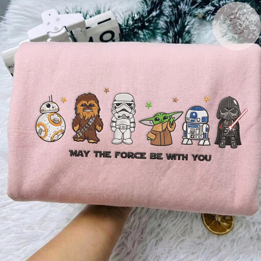 Embroidered Star Wars Character T Shirt Sweatshirt Hoodie with May the Force Be With You – WDW Disneyland Vacation Day Outfit - photo 2