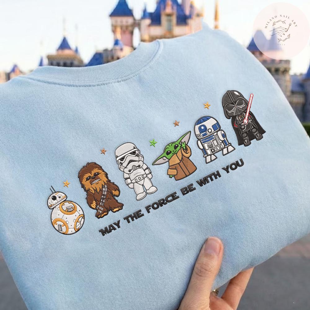 Embroidered Star Wars Character T Shirt Sweatshirt Hoodie with May the Force Be With You – WDW Disneyland Vacation Day Outfit - photo 3