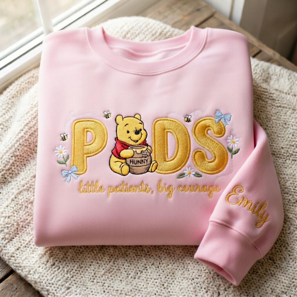 Embroidered Winnie the Pooh Pediatric Nurse Sweatshirt – Peds Nurse Outfit and Mothers Day Gift for Registered Nurses - photo 2