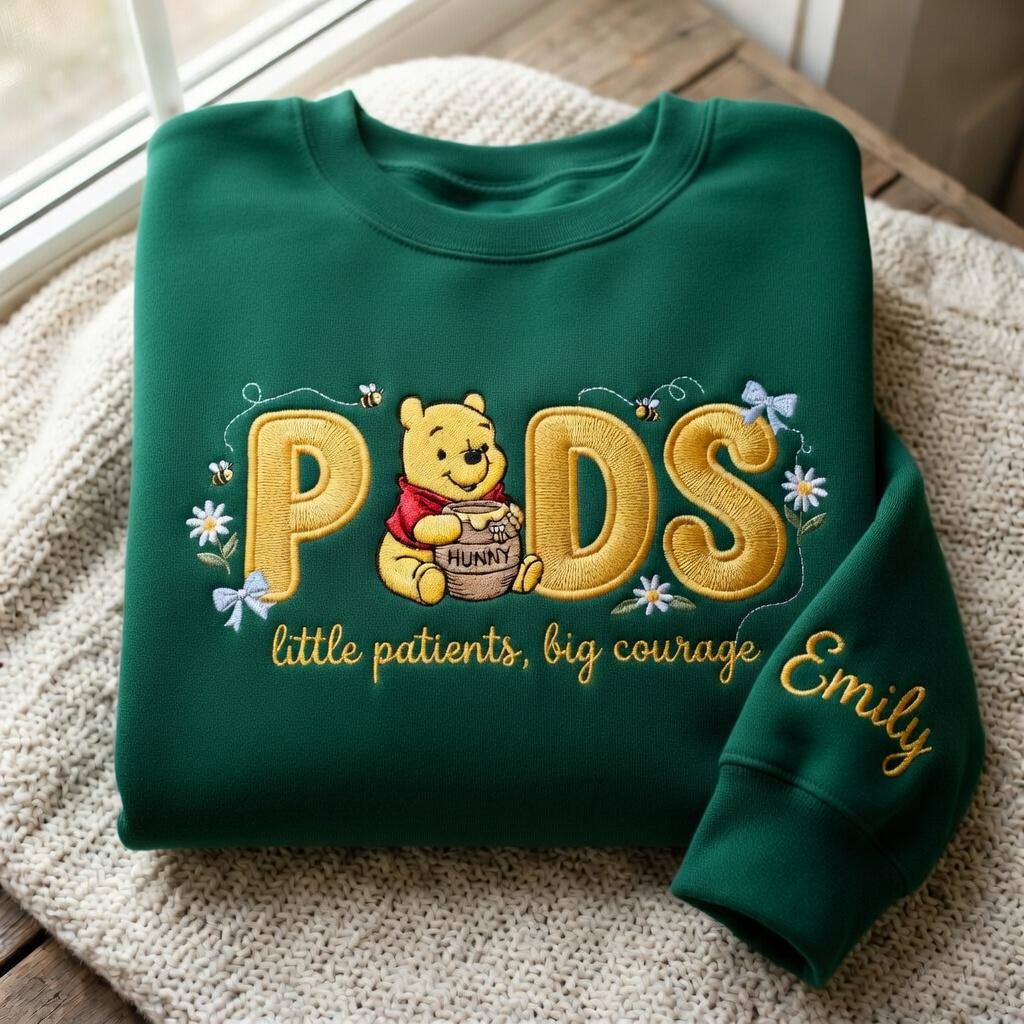 Embroidered Winnie the Pooh Pediatric Nurse Sweatshirt – Peds Nurse Outfit and Mothers Day Gift for Registered Nurses - photo 5