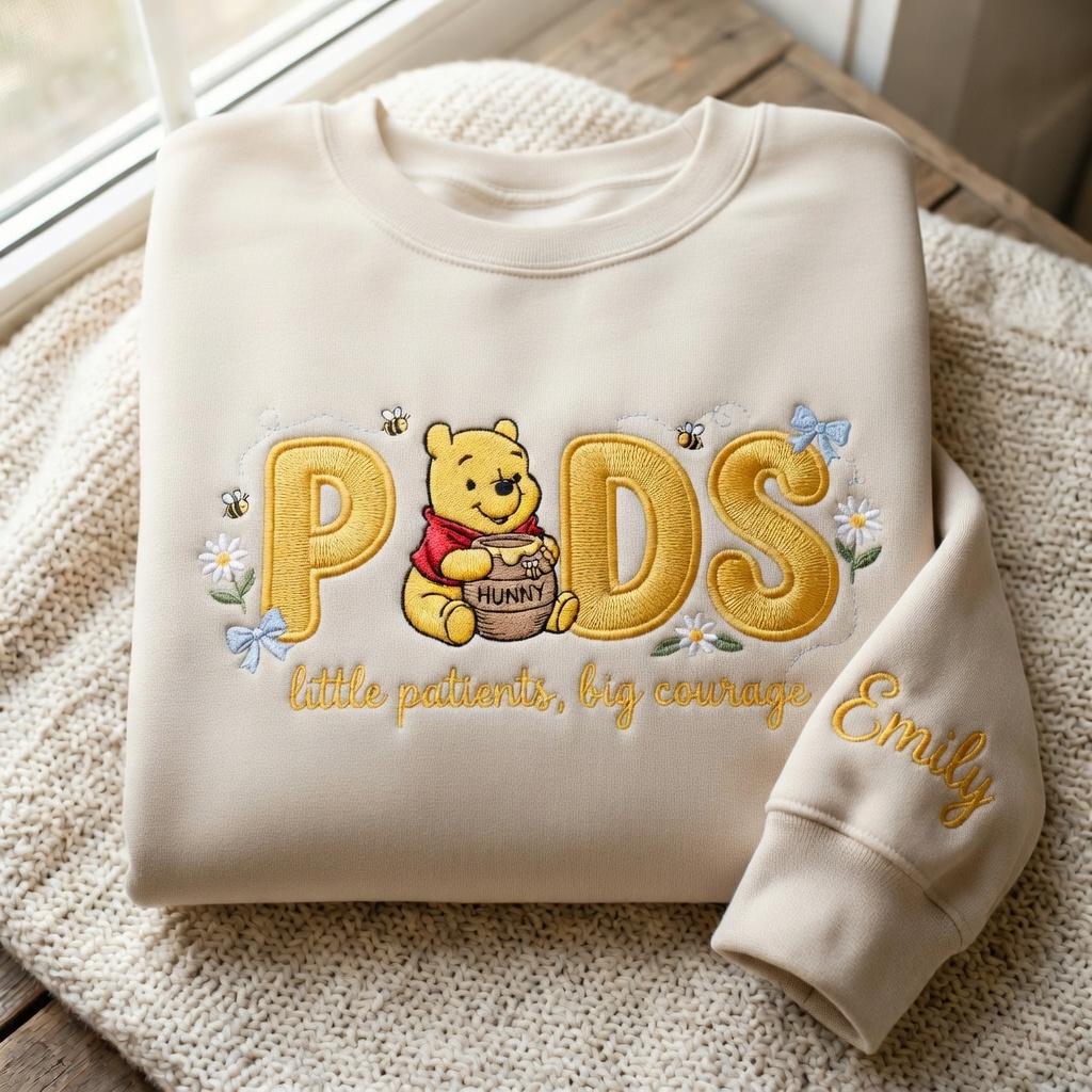 Embroidered Winnie the Pooh Pediatric Nurse Sweatshirt – Peds Nurse Outfit and Mothers Day Gift for Registered Nurses - photo 6