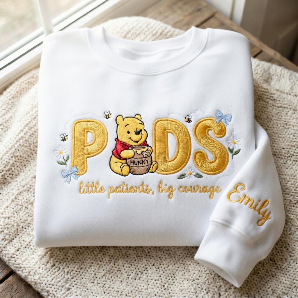 Embroidered Winnie the Pooh Pediatric Nurse Sweatshirt – Peds Nurse Outfit and Mothers Day Gift for Registered Nurses - photo 7