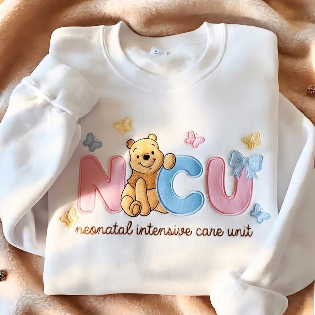 Embroidered Disney Winnie the Pooh NICU Nurse Sweatshirt – Neonatal Intensive Care Unit Pediatric Nurse Crewneck Shirt - photo 2