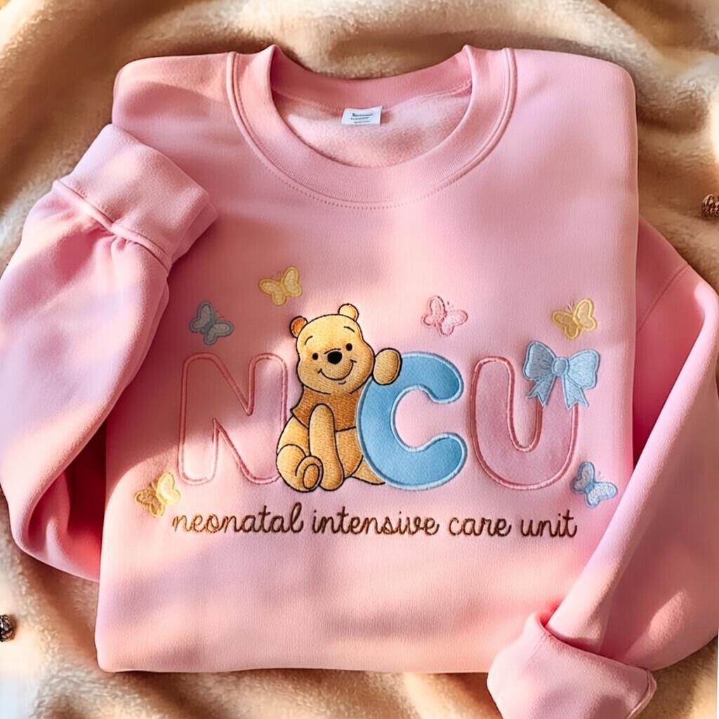 Embroidered Disney Winnie the Pooh NICU Nurse Sweatshirt – Neonatal Intensive Care Unit Pediatric Nurse Crewneck Shirt - photo 3