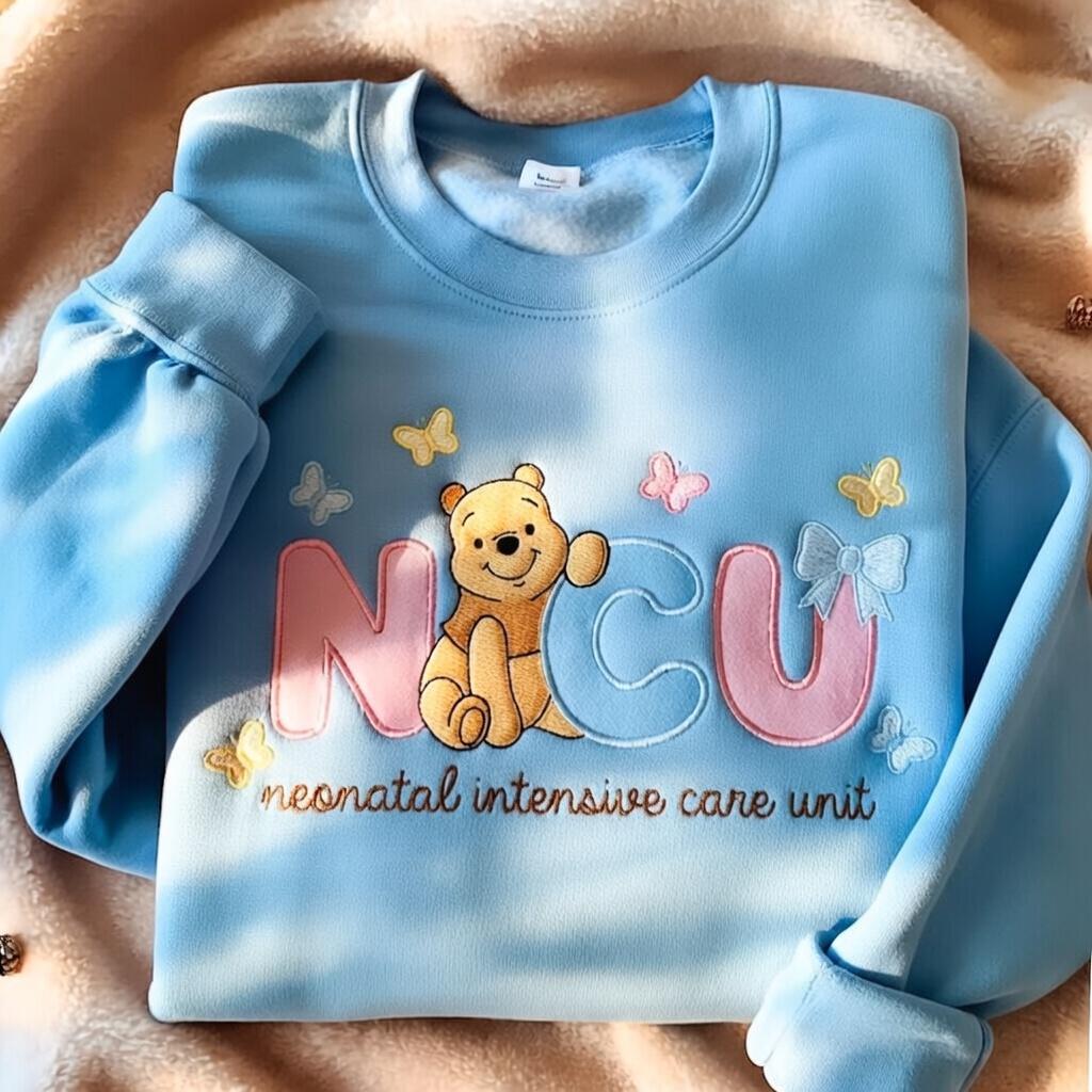 Embroidered Disney Winnie the Pooh NICU Nurse Sweatshirt – Neonatal Intensive Care Unit Pediatric Nurse Crewneck Shirt - photo 4
