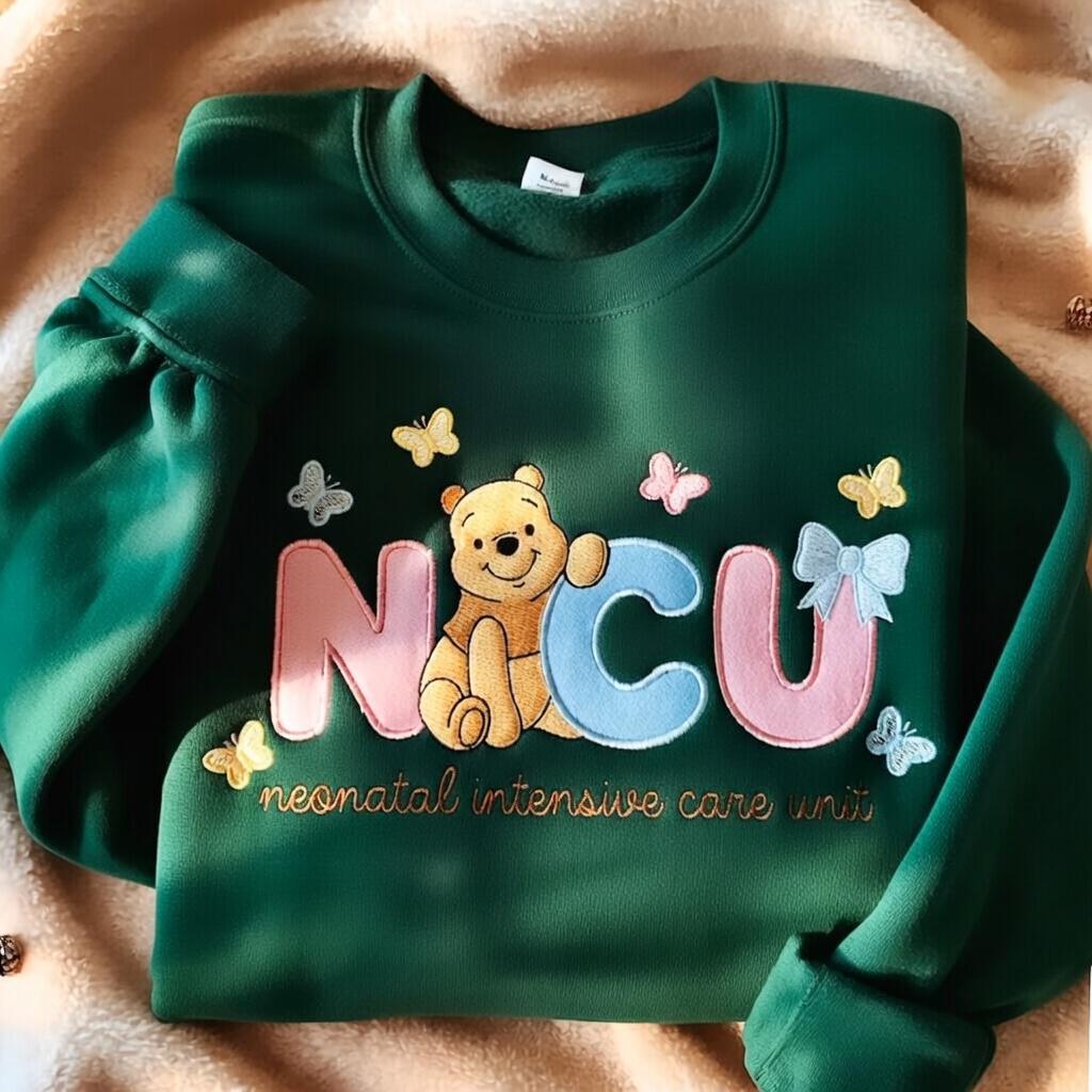 Embroidered Disney Winnie the Pooh NICU Nurse Sweatshirt – Neonatal Intensive Care Unit Pediatric Nurse Crewneck Shirt - photo 5