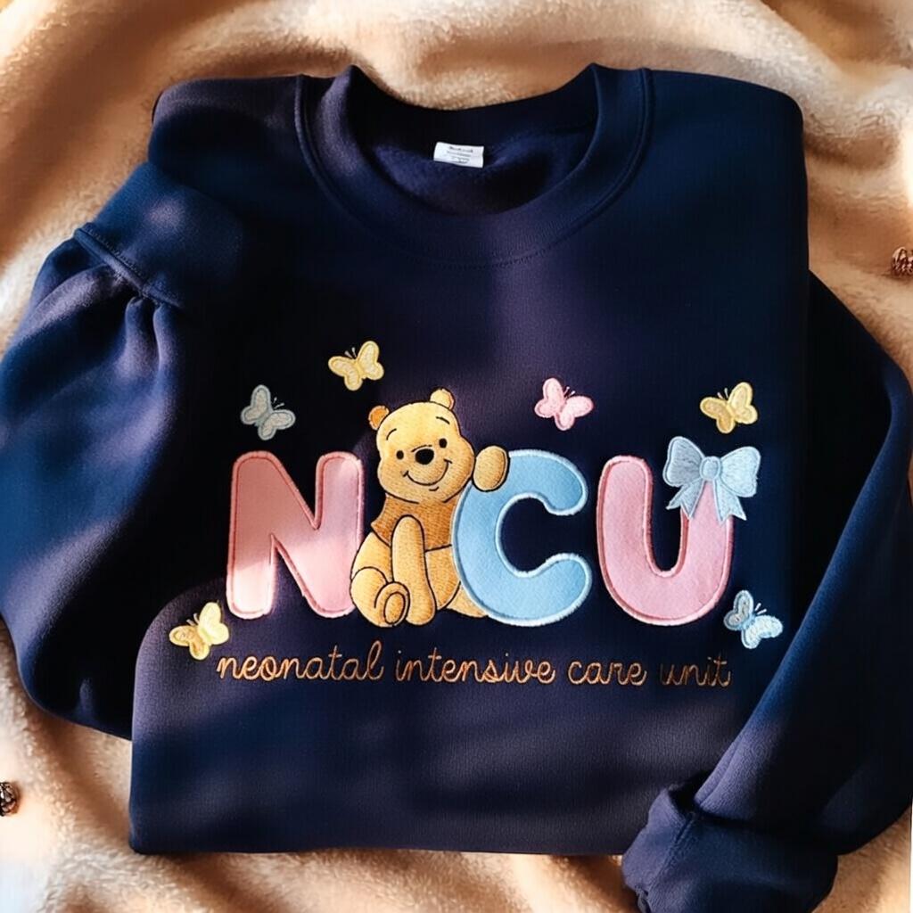 Embroidered Disney Winnie the Pooh NICU Nurse Sweatshirt – Neonatal Intensive Care Unit Pediatric Nurse Crewneck Shirt - photo 6