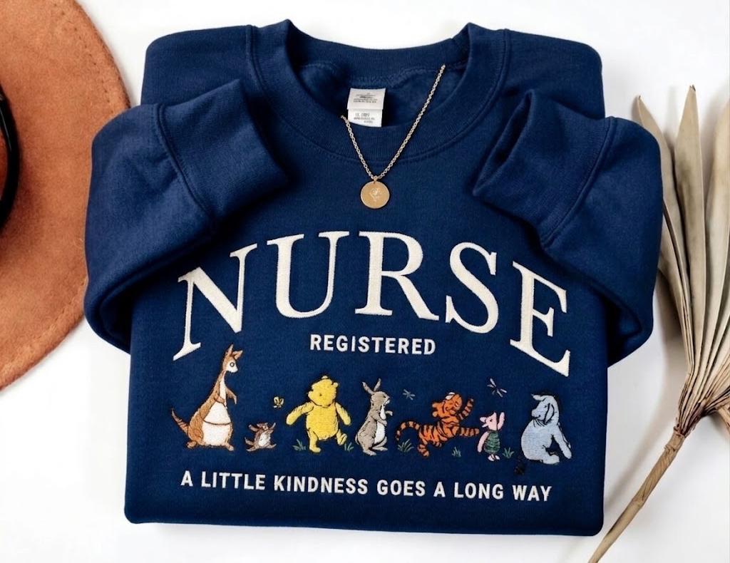 Winnie the Pooh Bear and Friends Embroidered Nurse Sweatshirt – Registered Nurse Life Crewneck and Disney Nursing Gift - photo 6