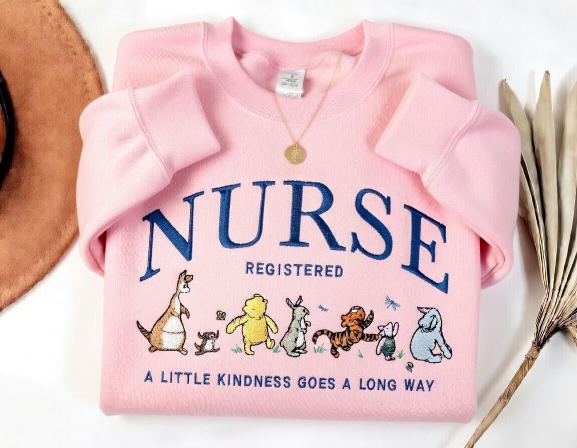 Winnie the Pooh Bear and Friends Embroidered Nurse Sweatshirt – Registered Nurse Life Crewneck and Disney Nursing Gift - photo 7