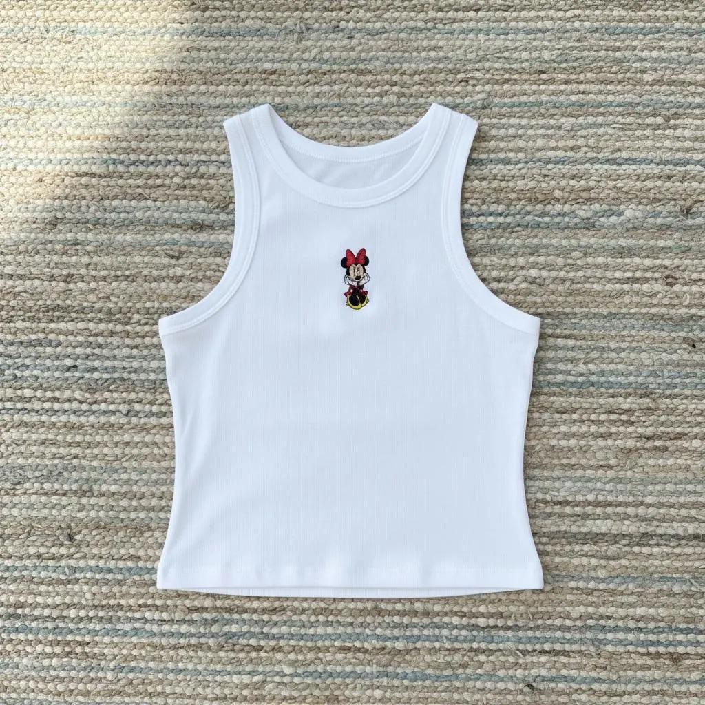 Embroidered Mickey and Minnie Mouse Crop Tank – Simple Brown Baby Tee for Disneyworld Y2K and WDW Trips - photo 5