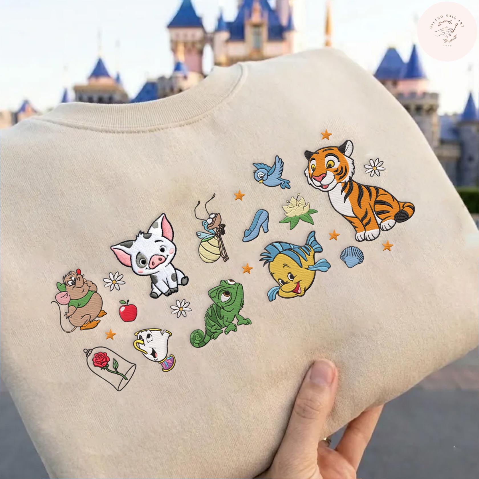 Embroidered Disney Princess Sidekicks T Shirt Sweatshirt Hoodie – Cute Animals Magic Kingdom Disneyworld Family Trip Shirt