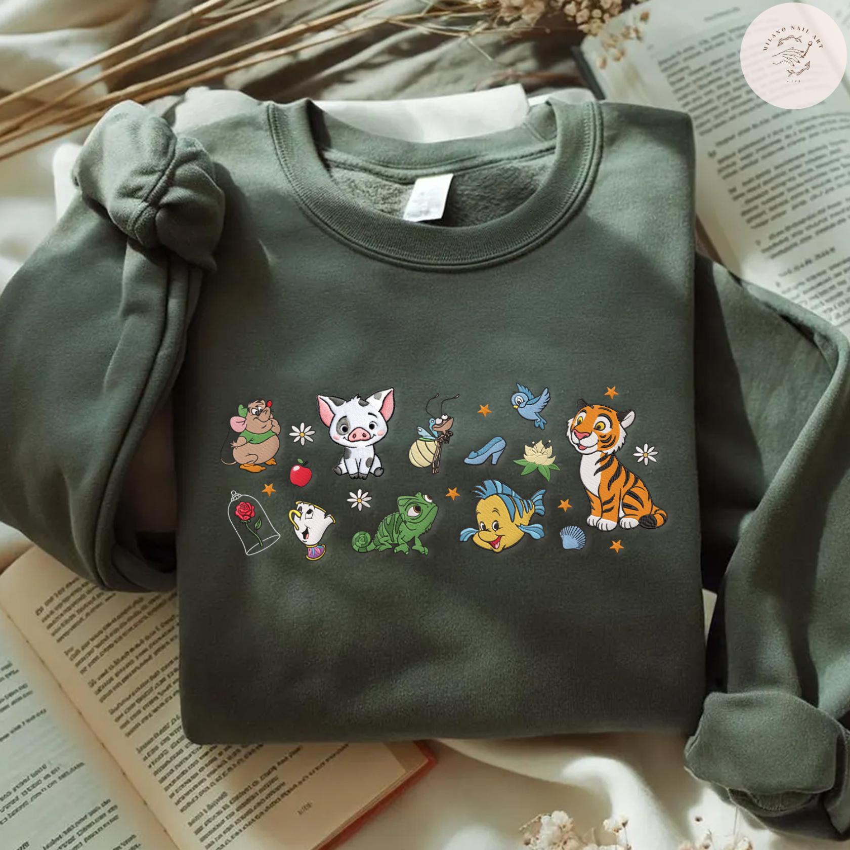 Embroidered Disney Princess Sidekicks T Shirt Sweatshirt Hoodie – Cute Animals Magic Kingdom Disneyworld Family Trip Shirt - photo 6