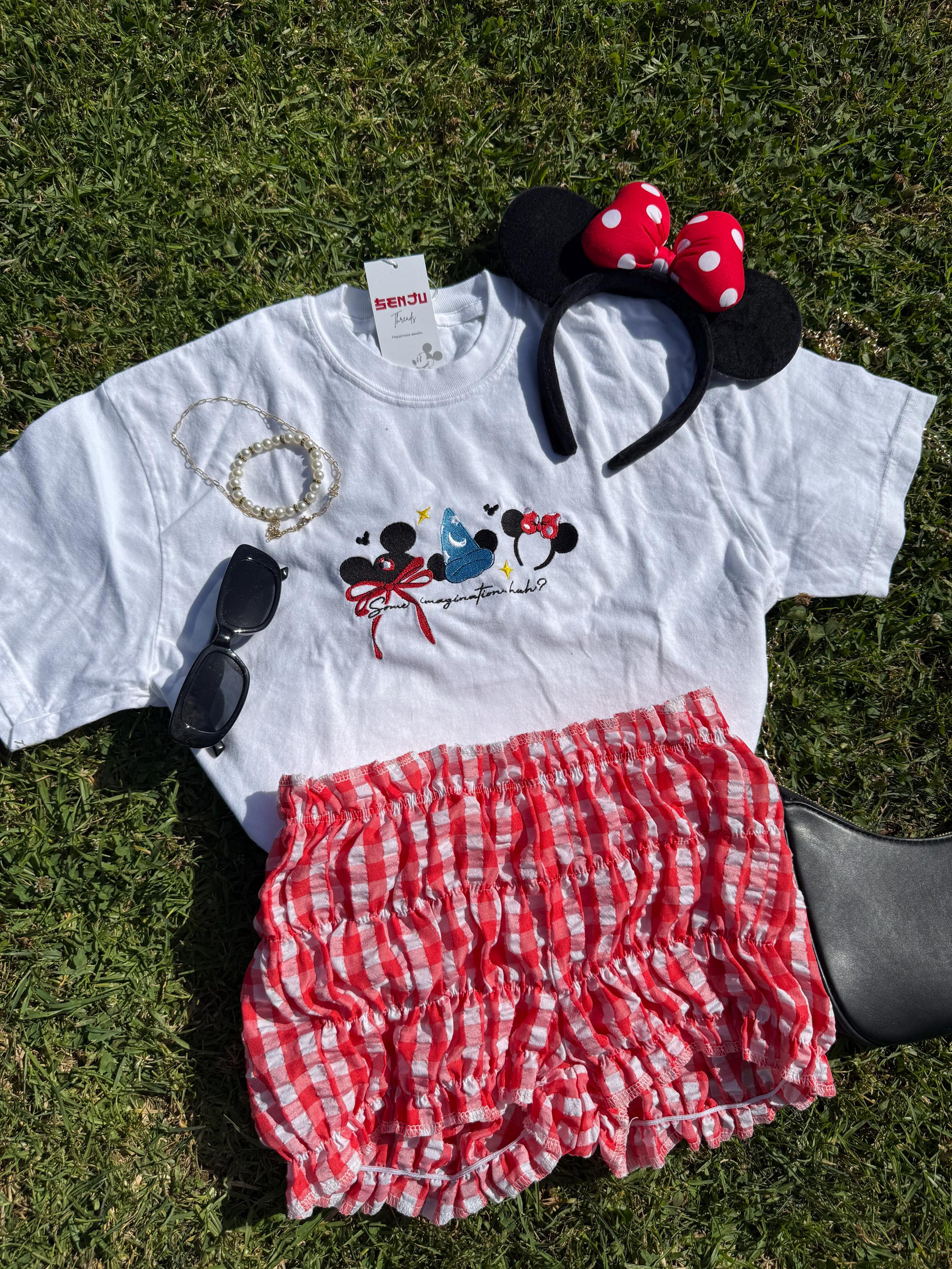 Vintage Sorcerer Mickey Embroidered Shirt with Some Imagination Huh Quote – Classic Magic Themed Fan Tee for Adults - photo 2