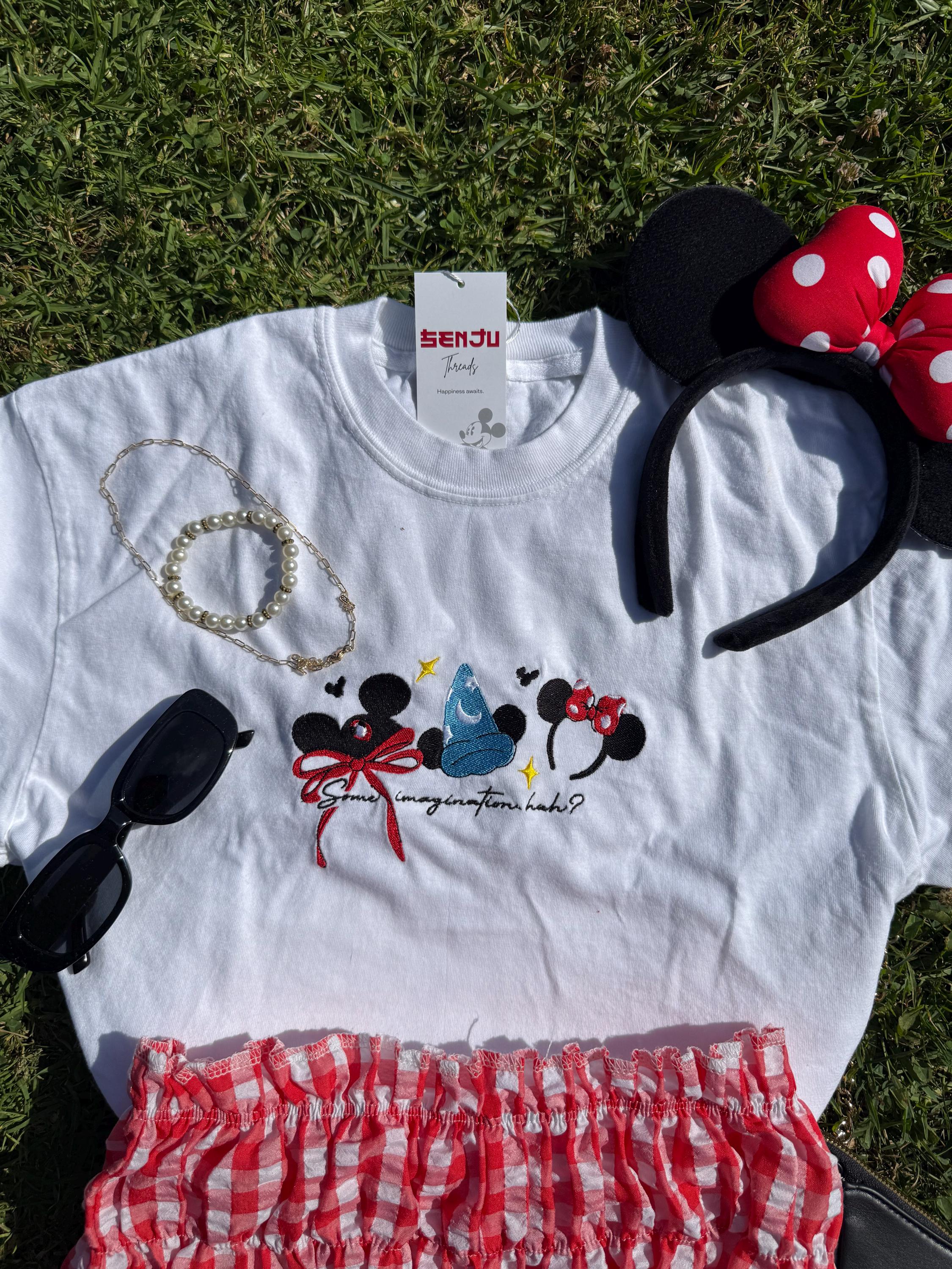 Vintage Sorcerer Mickey Embroidered Shirt with Some Imagination Huh Quote – Classic Magic Themed Fan Tee for Adults - photo 4