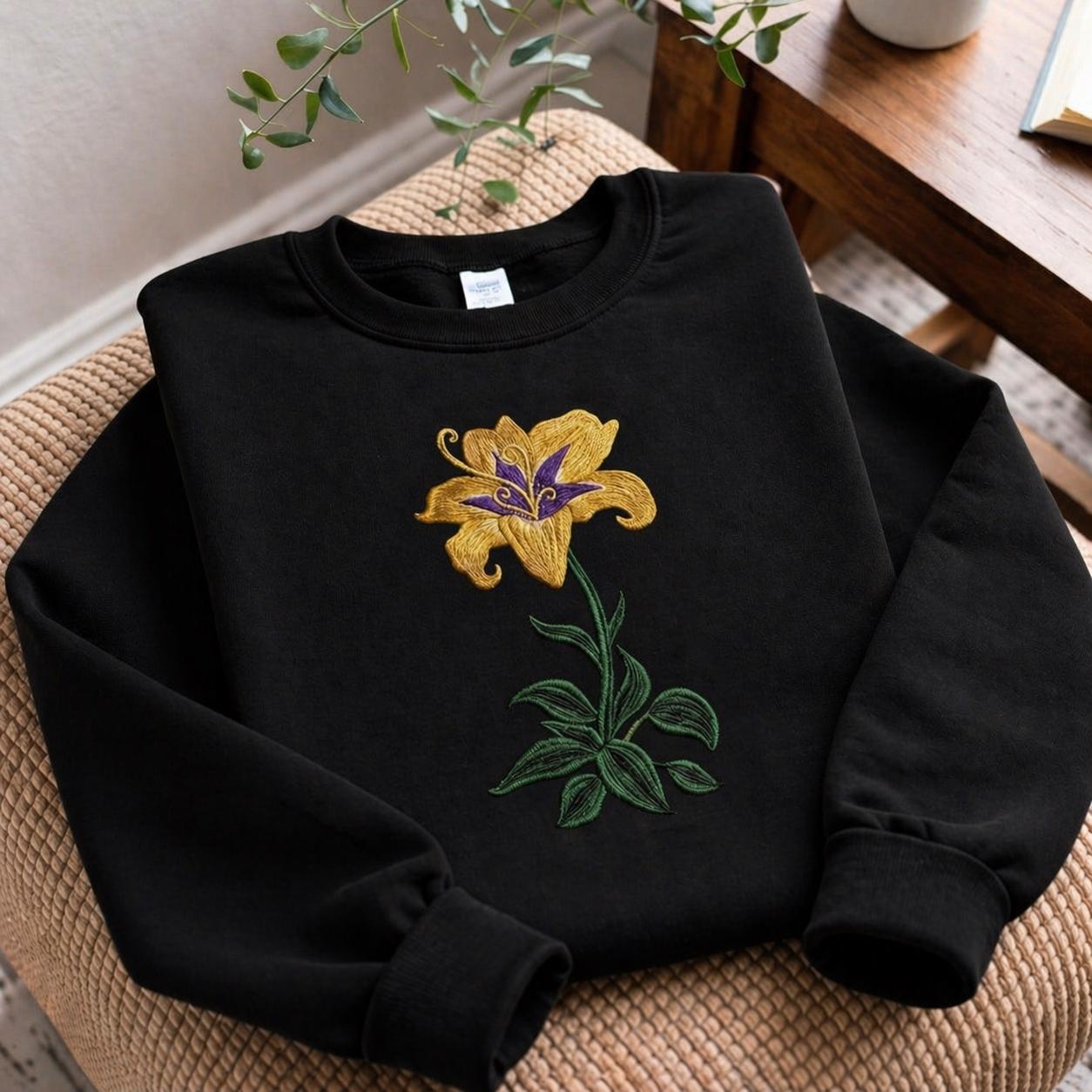 Sundrop Flower Embroidered Sweatshirt – Disney Tangled Rapunzel Crewneck for Fairy Tale Fans and Magical Park Days - photo 5